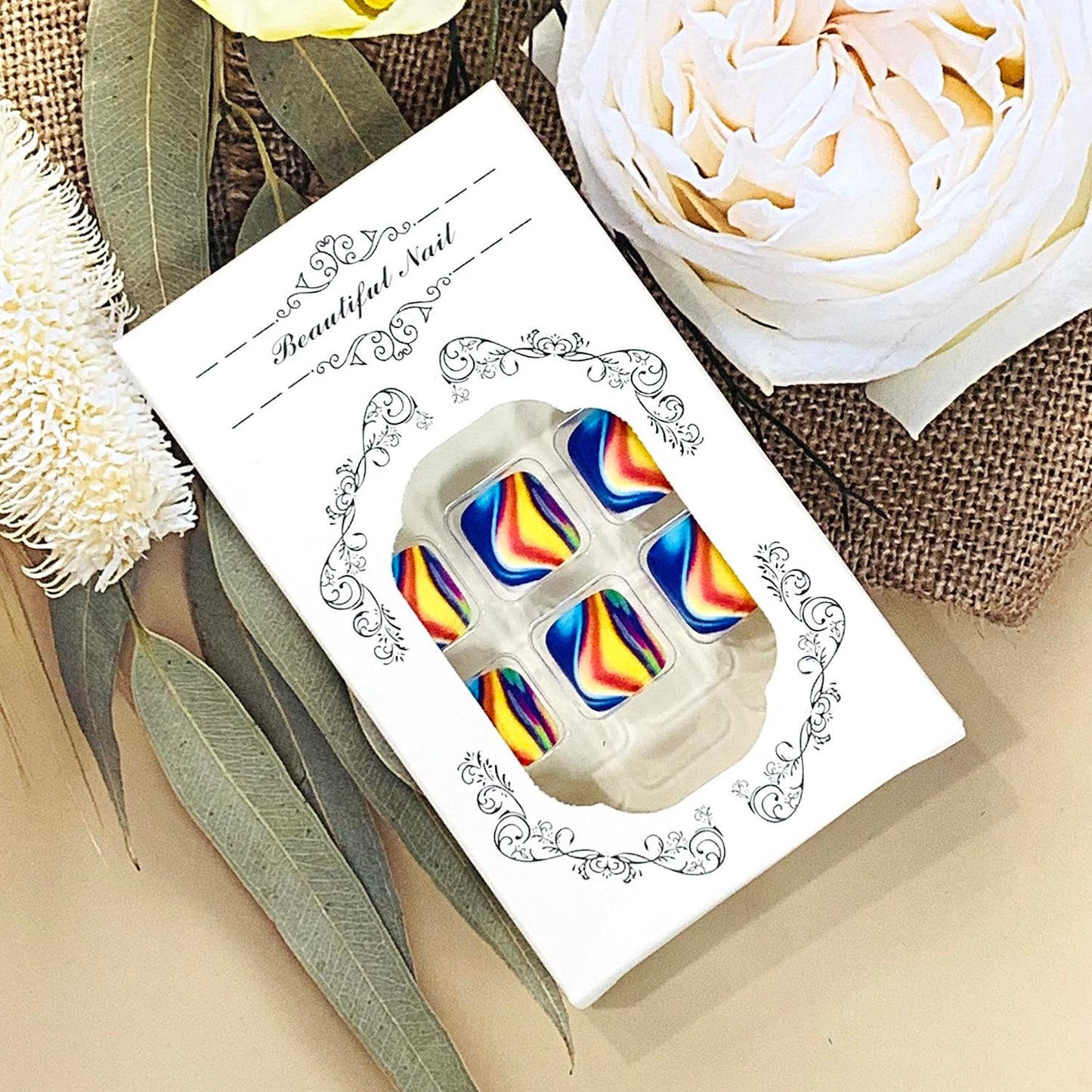 FIEONCIY Press on Toenails with Designs Acrylic Fake Nails for Toe Artificial False Nails with Charms Glue on Toe Nails for Spring Summer Stick on Toenails for Women Girls(JY158)