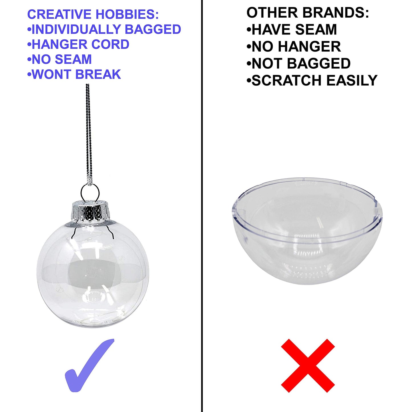 Creative Hobbies Clear Plastic Fillable Christmas Ornament Discs - Great for Crafts, Holidays and Weddings | Pack of 12 (Medium)