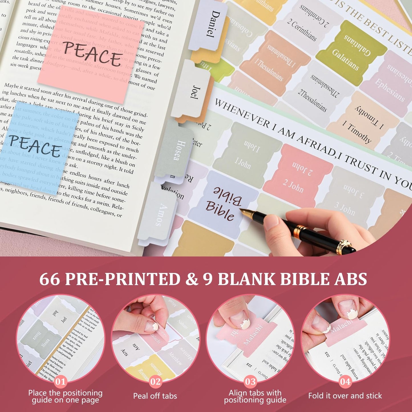 Yozbcfv Bible Cover for Women,Large Bible Bag with Shoulder Strap, Bible Study Supplies Carrier Includes Highlighters Tabs,Journaling Kit Case Packed in Gift Box, Christian Gifts for Women(Pink