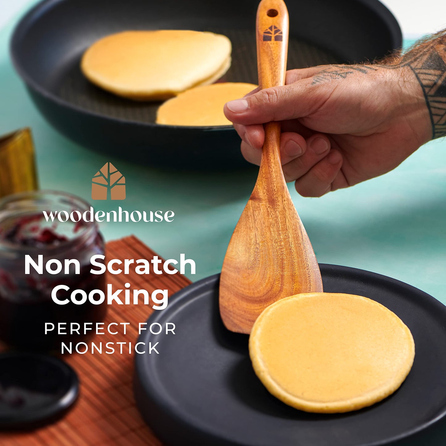 Wooden Spoons for Cooking – 12 Pcs Teak Wooden Utensil Set, Cooking Utensils Set with Holder, Hooks & Spoon Rest - Heat Resistant, Durable, Nonstick Safe Kitchen Cookware