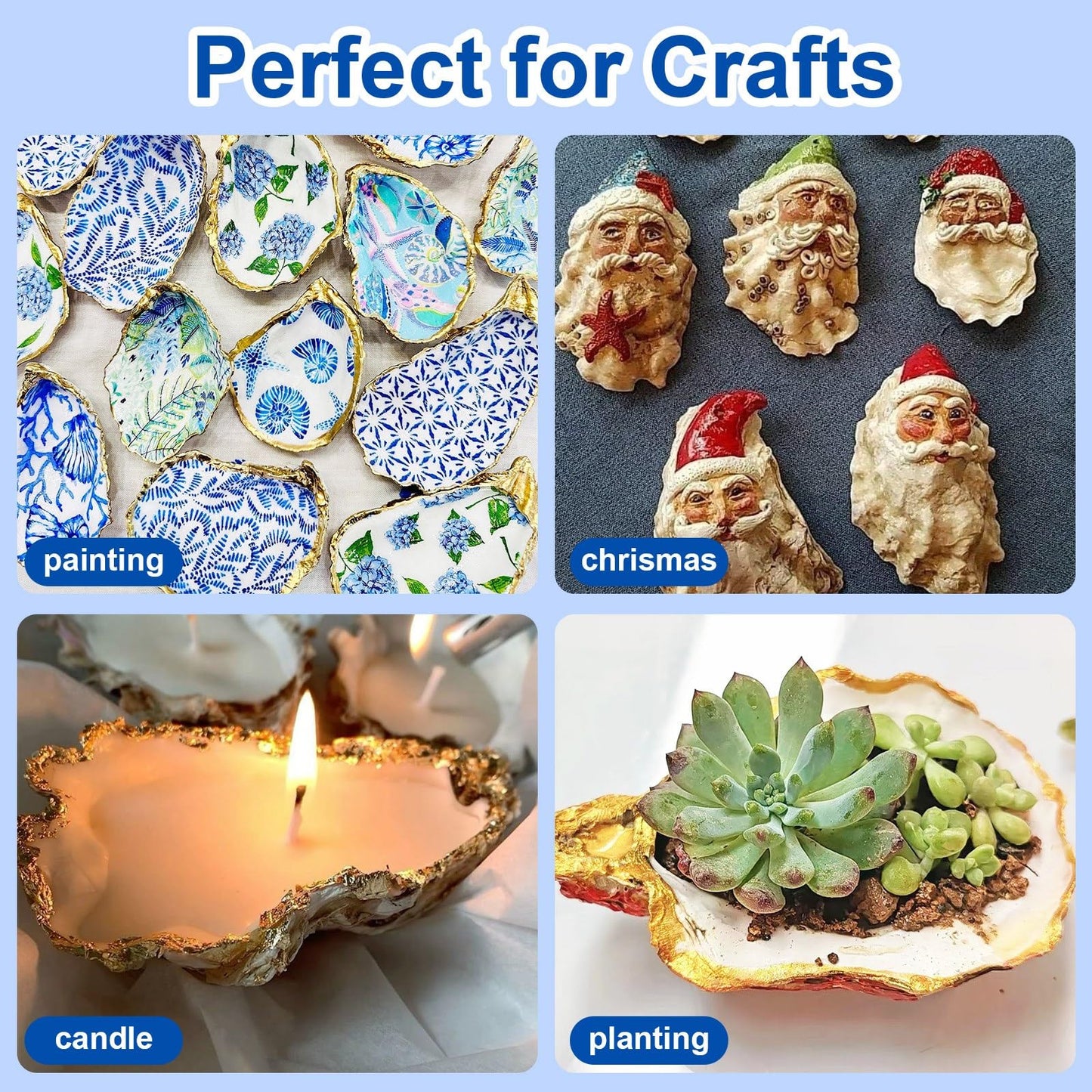 15PCS Natural Oyster Shells 4-5 in Uncarved Oyster Shells for Crafts, Hard Texture for DIY Arts Ornaments, Candle Holders, Coastal Decor & Art Projects