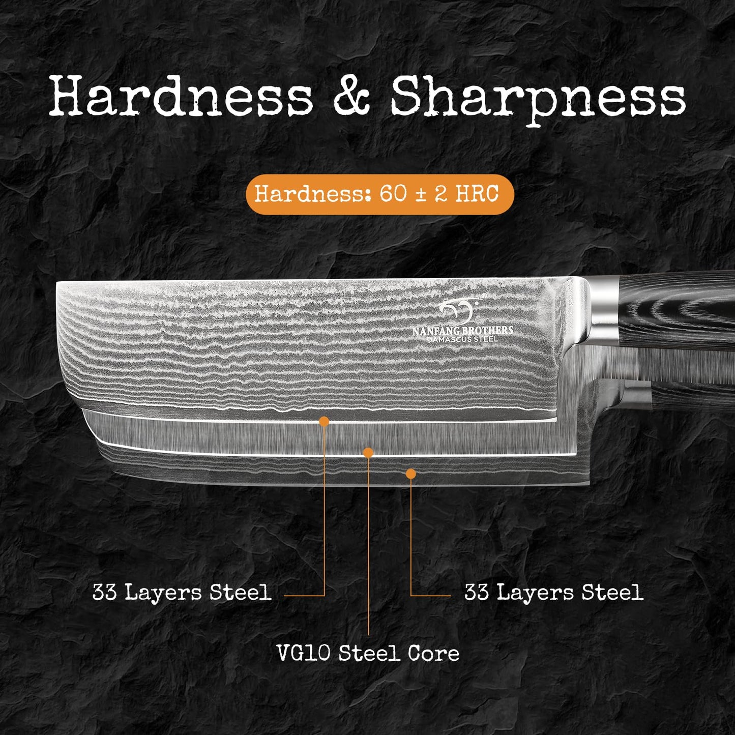 Damascus Nakiri Knife, 7 Inch Professional Kitchen Knife with Non-slip Wood Ergonomic Handle, Japanese 10Cr15CoMoV, All Purpose Chef Knife Meat Cleaver Vegetables Chopping, Razor Sharp Lightweight