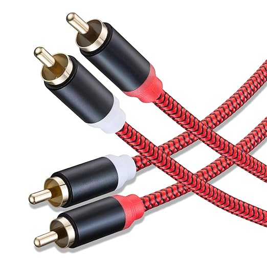 RCA Cable 10Ft,2Rca Male to 2-RCA Male Audio Stereo Subwoofer Cable [Hi-Fi Sound] Nylon-Braided Auxiliary Audio Cord for Home Theater, HDTV, Amplifiers, Hi-Fi Systems,Speakers and etc(10Ft/3M)