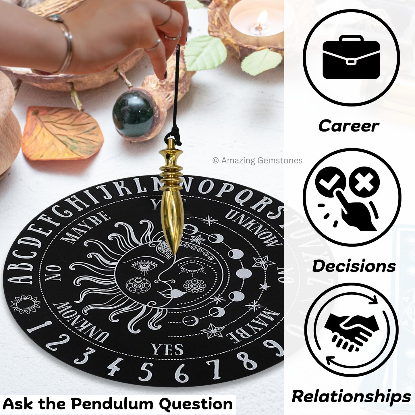 Amazing Gemstone Healing Metal Pendulums for Divination, Gold Karnak 4 Ring Plate Steel Copper Pendulum High Energy Pendulo de Bronce Pendulos de Mesa MP78
