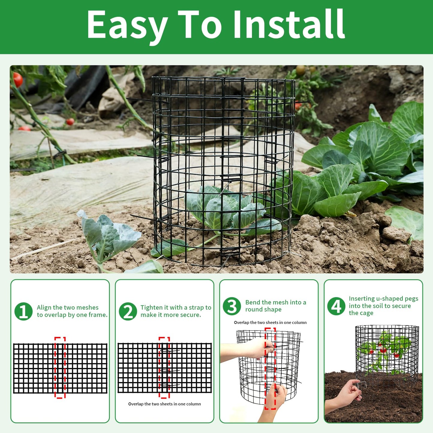 LAPEQQIOJEJ 5 Pack Plant Protector from Animals, 12x12 Inches Wire Plant Protector, Plant Cages to Keep Rabbits Out