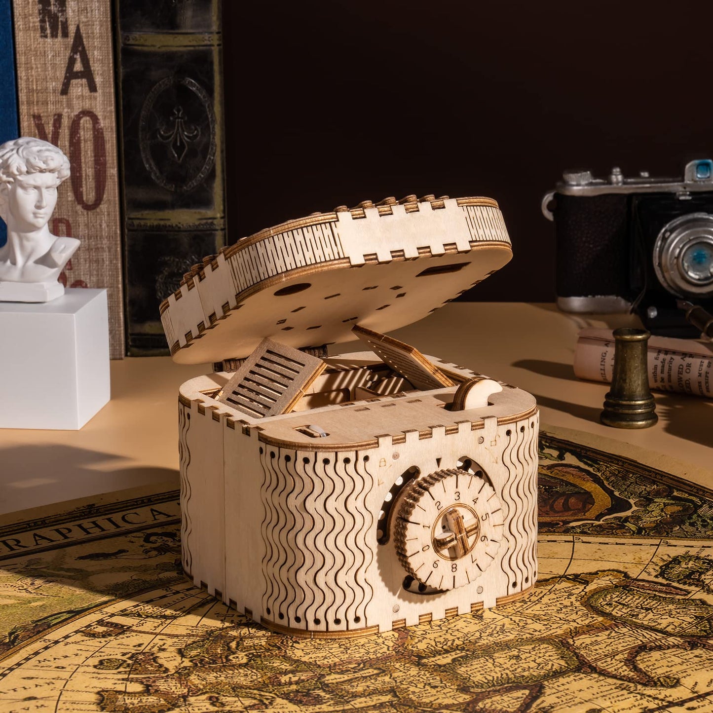 Rowood 3D Puzzles for Adults, Wooden Mechanical Gear Model Kits for Age 14+ - Treasure Box