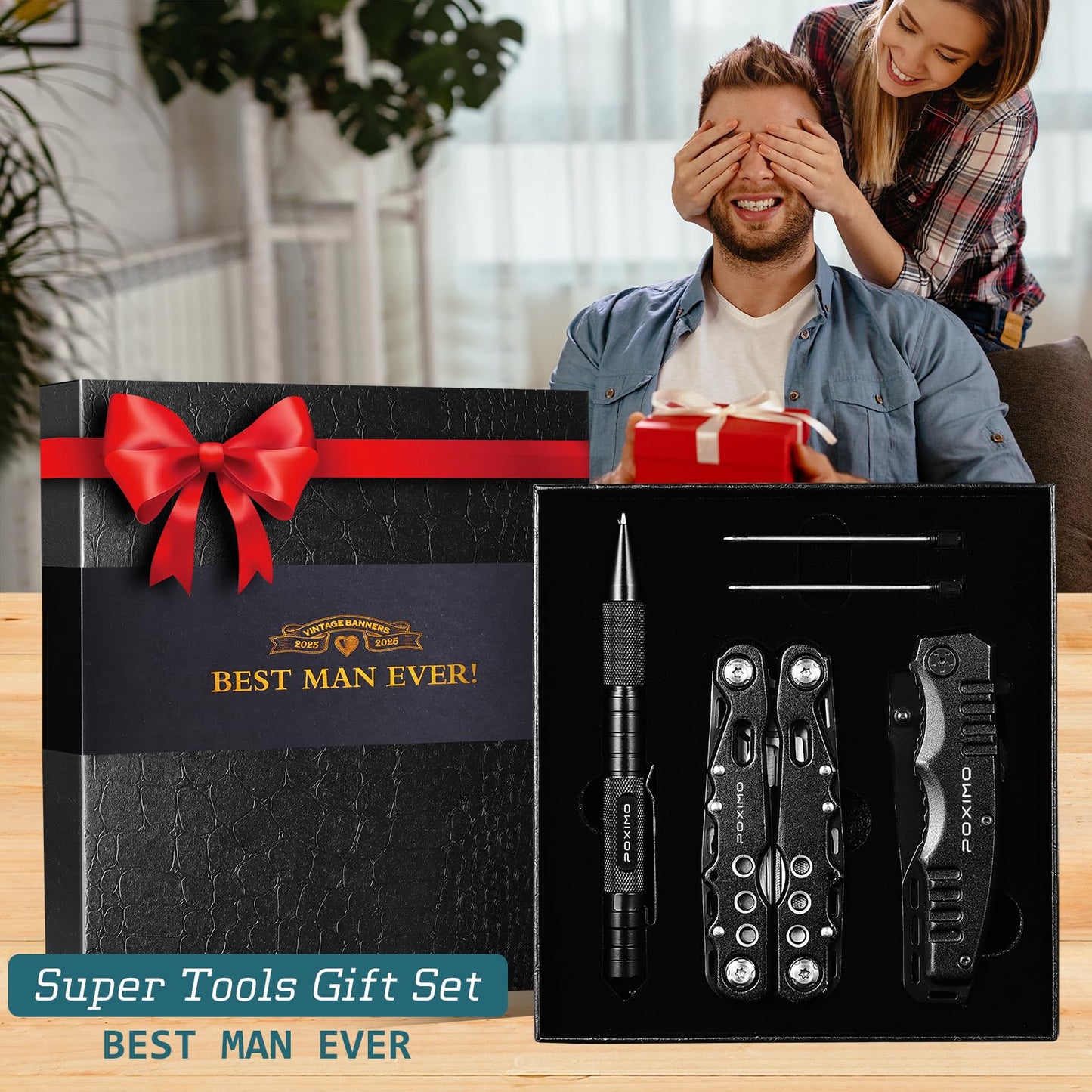 Multitool Gift Set for Men Dad Him, 3-in-1 EDC Survival Kit with 14 in1 Multi-Pliers, Pocket Knife & Tactical Pen | Premium Military-Grade Multi Tools for Camping, Car, Father’s Day, Dad Gifts