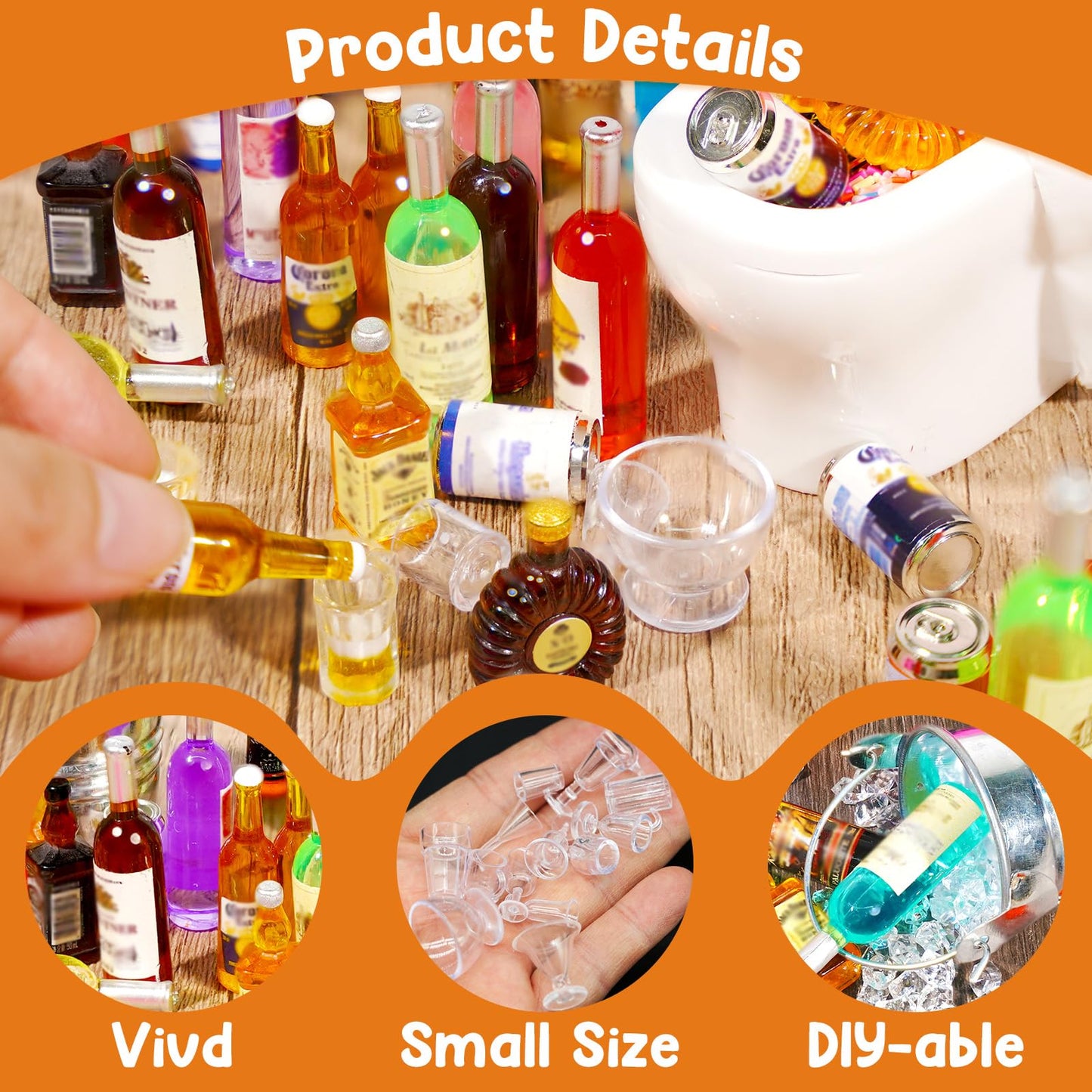 Miniature Ice Cubes Beer Bottles Mini Alcohol Bottles Mini Beer Party Decorations Bar Cake Decoration Mini Bar Accessories Mini Toilet