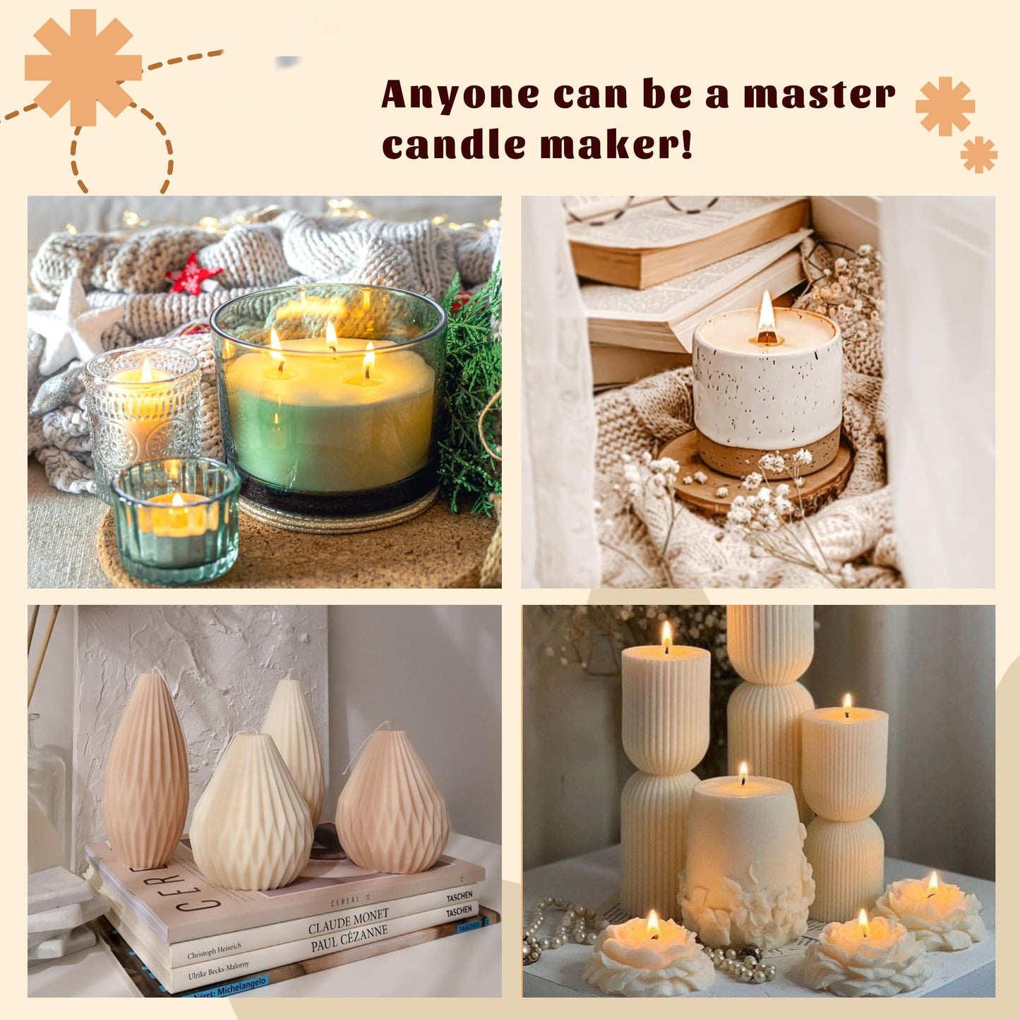 PIUH 2-in-1 Candle & Soap Making Kit for Beginners, All in one Complete DIY Craft Kit to Make Handcrafted Soap Bars + Scented Candles with Melting Pot, Wax, Soap Base, Molds, Fragrance Oils and Dyes