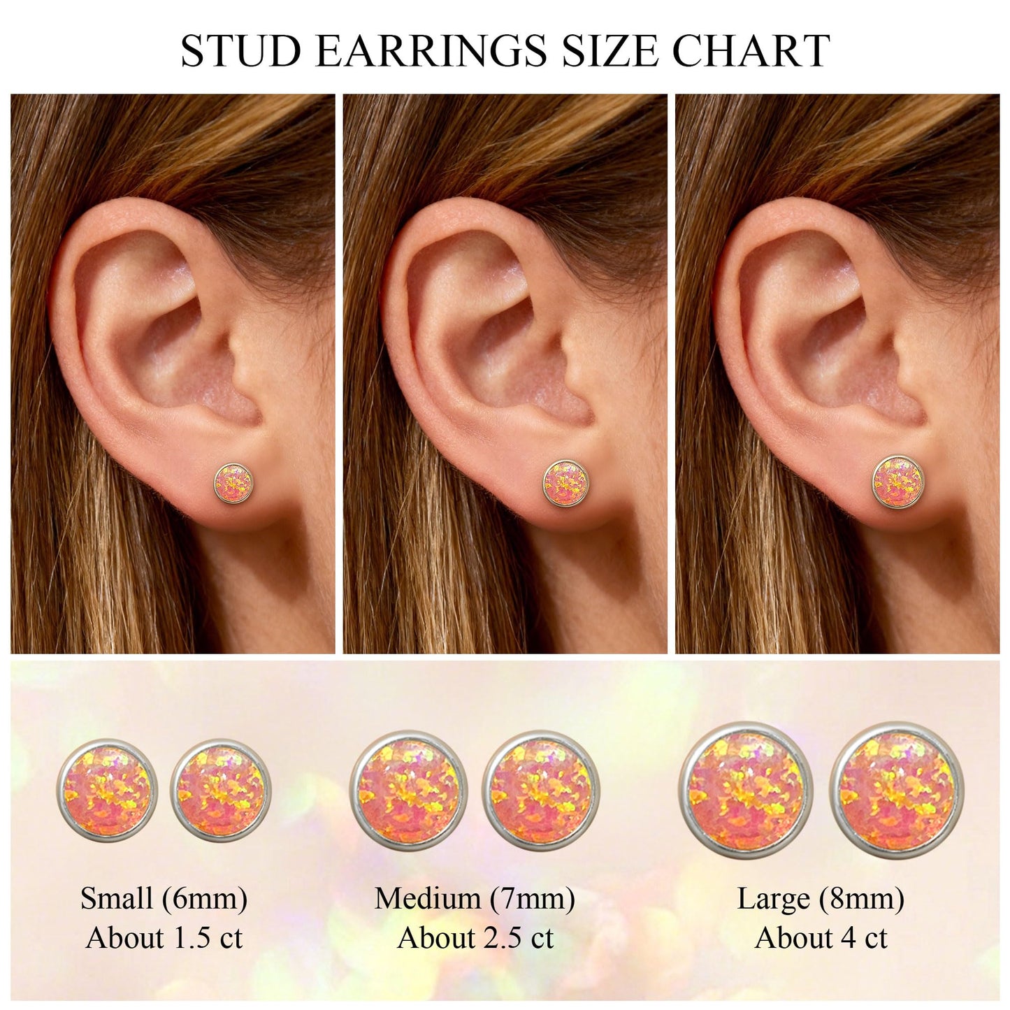 JiayangJY Silver Red Fire Opal Stud Earrings for Women Plated Sterling Silver Round Shape 7mm Opal Earrings with Push Back