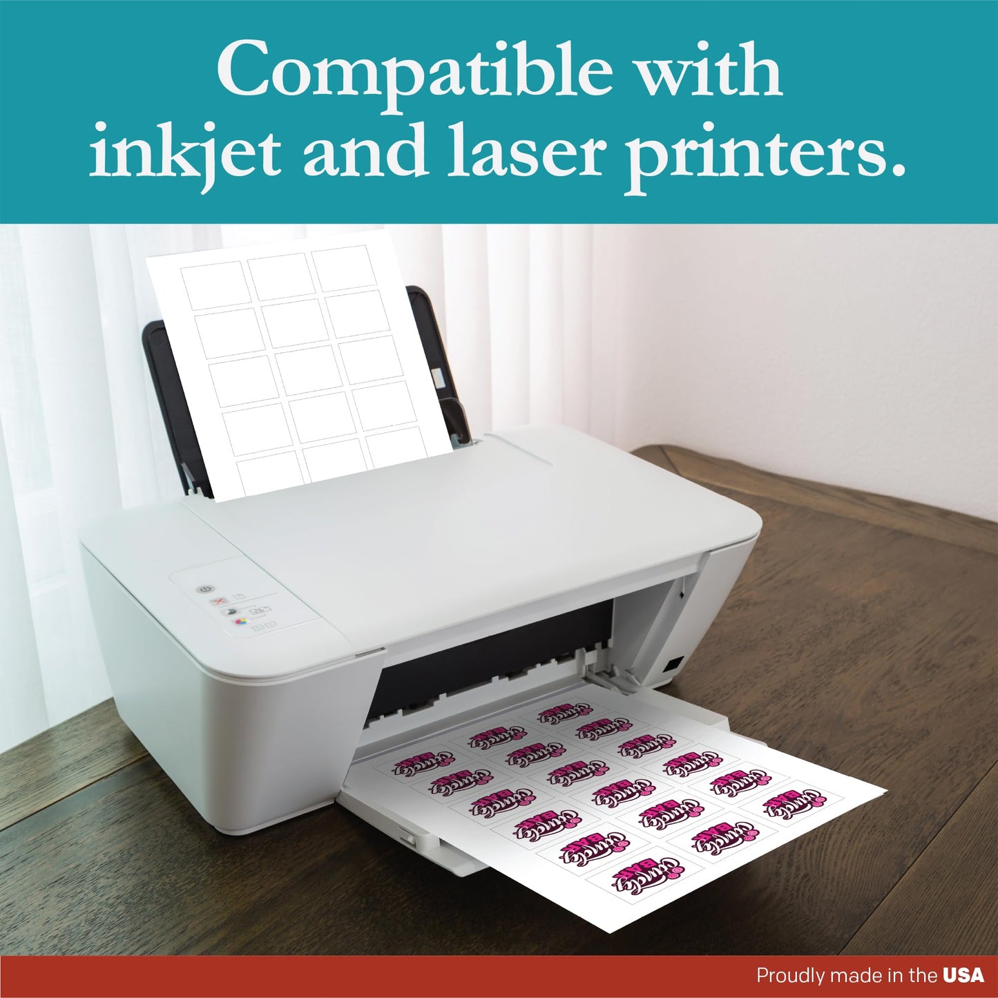 Premium Label Supply White Sticker Labels – 2" x 1.5" – Laser/Inkjet Compatible – (18 per Sheet), 25 Sheets – 450 Total Adhesive Labels