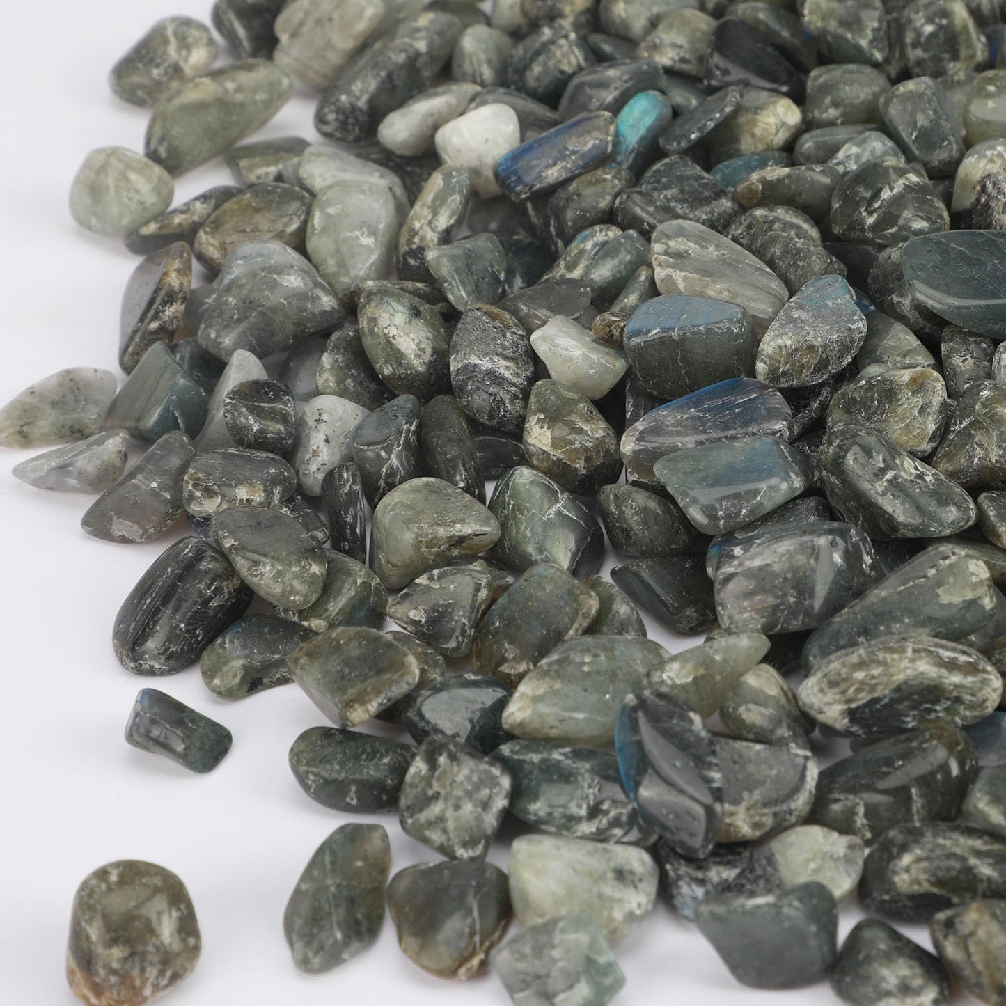 gemshan 2lb/910g Labradorite Stone Chips Crushed Irregular Rock for Fish Tank Aquarium Gravel Flowerpot Decoration