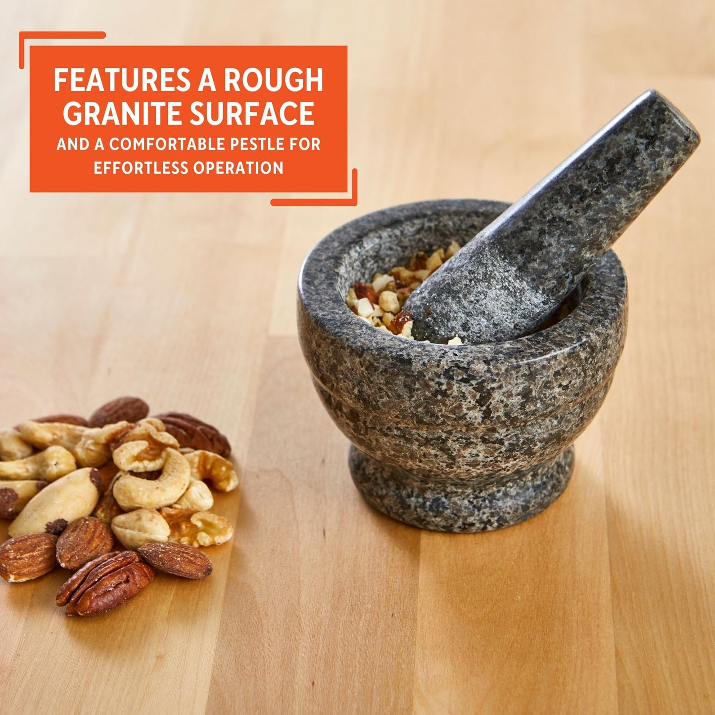 IMUSA USA Small Polished Mortar and Pestle, 3.75”, Granite