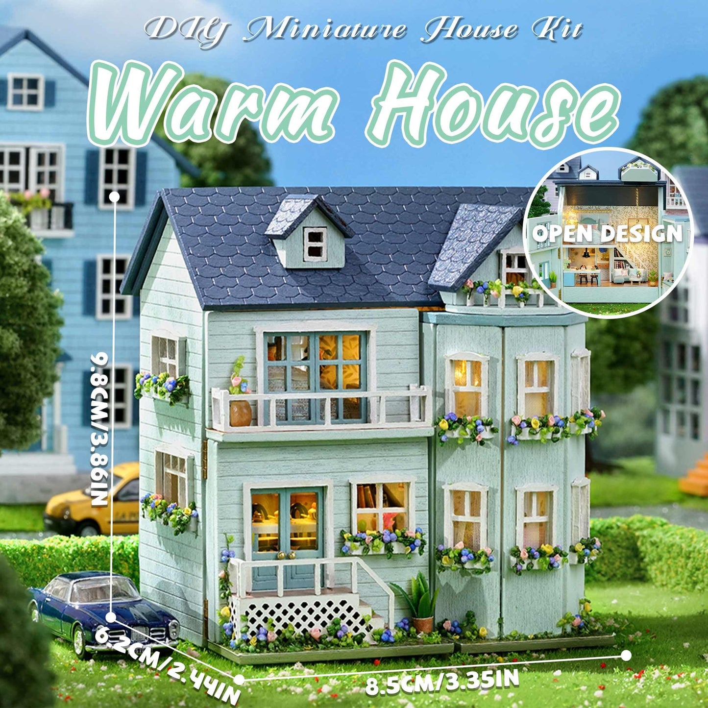 Flever Dollhouse Miniature DIY House Kit Creative Room with Furniture for Romantic Valentine's Gift (Warm House)