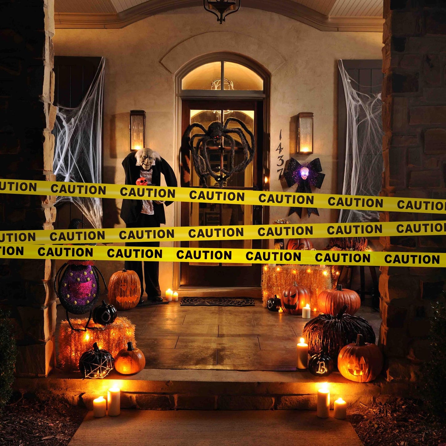 Goldblatt Caution Tape, 2 Pack Yellow Caution Tape Roll, 3 Inch x 1000 Feet, Warning Safety Tape with Bold Black Font for Construction Location/Hazardous Areas or Halloween Decorations