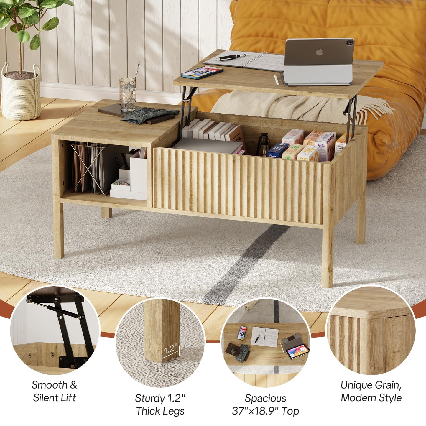 RUMBALUXY Wooden Baby Playpen and Coffee Table