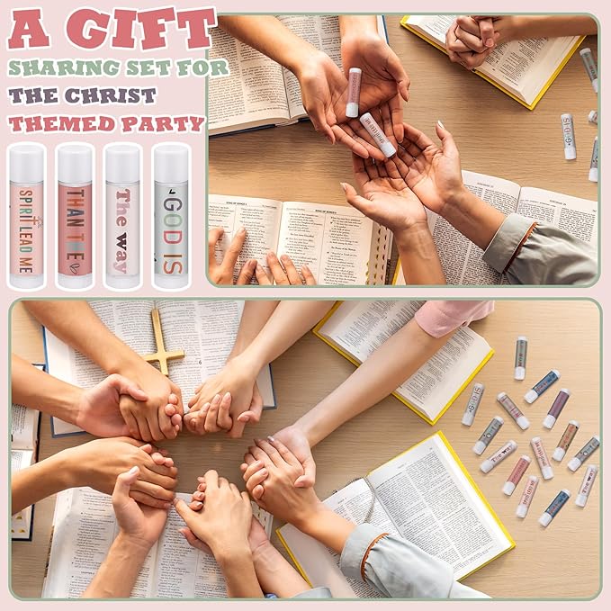 50 Pack Christian Religious Gifts Bulk Lip Balms for Women Men Religious Church Party Favors Bulk Bible Verse Lip Balm with Scripture Inspirational Gifts for Coworkers Staff Employee(Morandi)