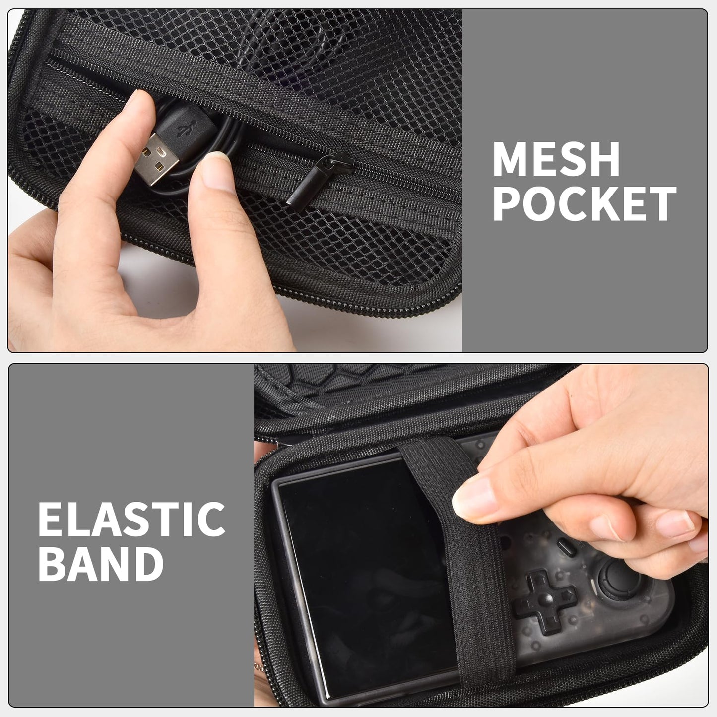 PAIYULE Travel Case for R36S/ RG353V/ RG353VS/ Game Boy Retro Handheld Game Console, Handheld Emulator Storage Holder Organizer, Android Game Console Carrying Bag (Box Only)