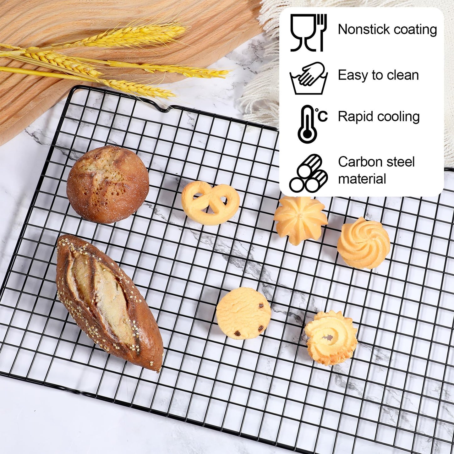 6 Packs Cooling Racks 16"x10" Baking Rack for Cooking and Baking Oven Wire Rack Cooling Drying Roasting Rack Heavy Duty Baking Rack for Roasting Cooking Grilling Drying