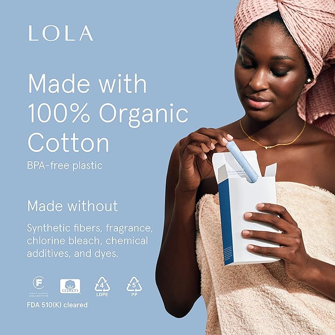 LOLA Organic Cotton Tampons, 8 Count - Tampons Regular, Period Feminine Hygiene Products, HSA FSA Approved Products Feminine Care…