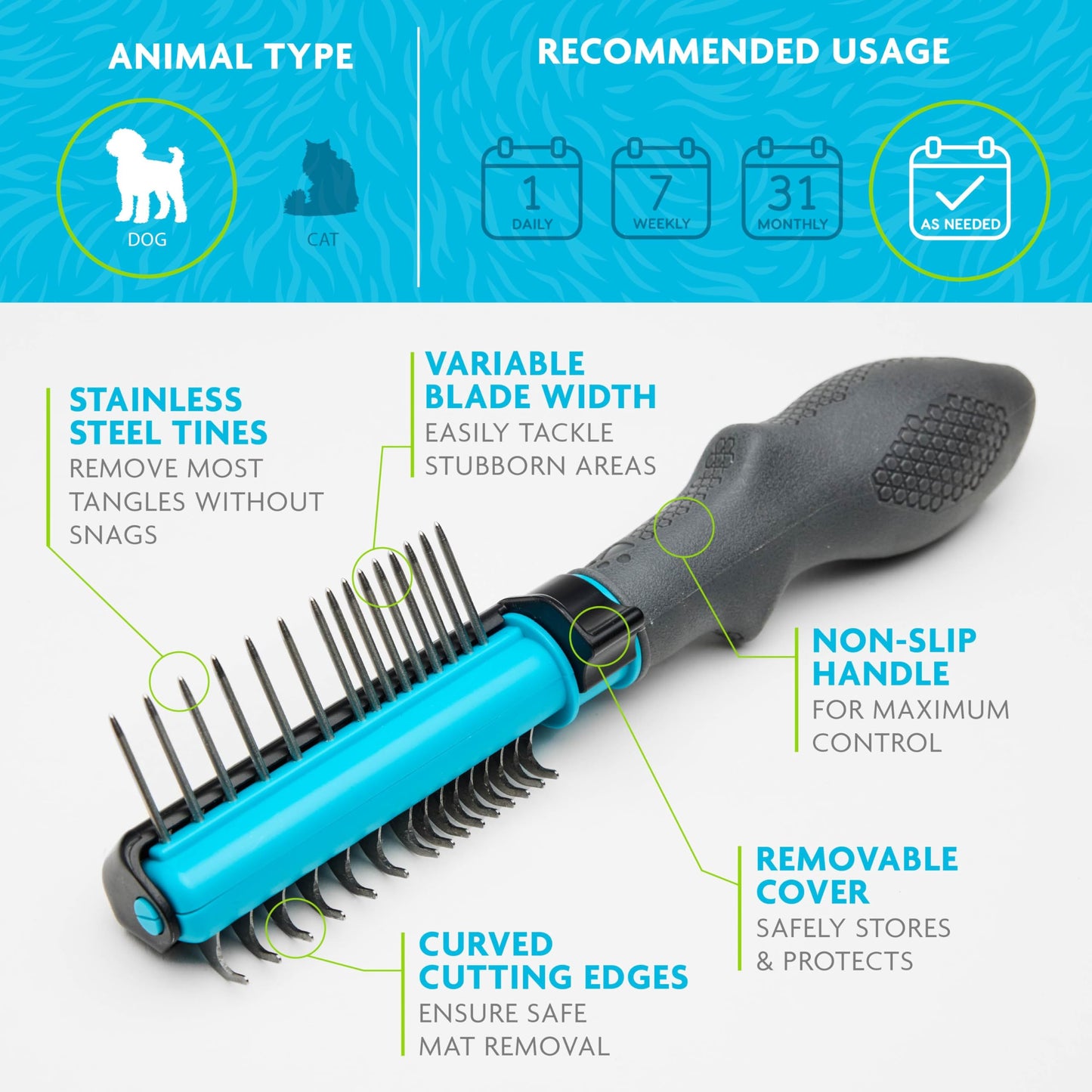 FURminator Doodle Grooming Tool & Shampoo/Conditioner Bundle, Dematting Tool with Comb for Mats, Tangles Plus 2-in-1 Shampoo & Conditioner for Doodle Dog Breeds, Curly, Long, Silky & Wiry Coats