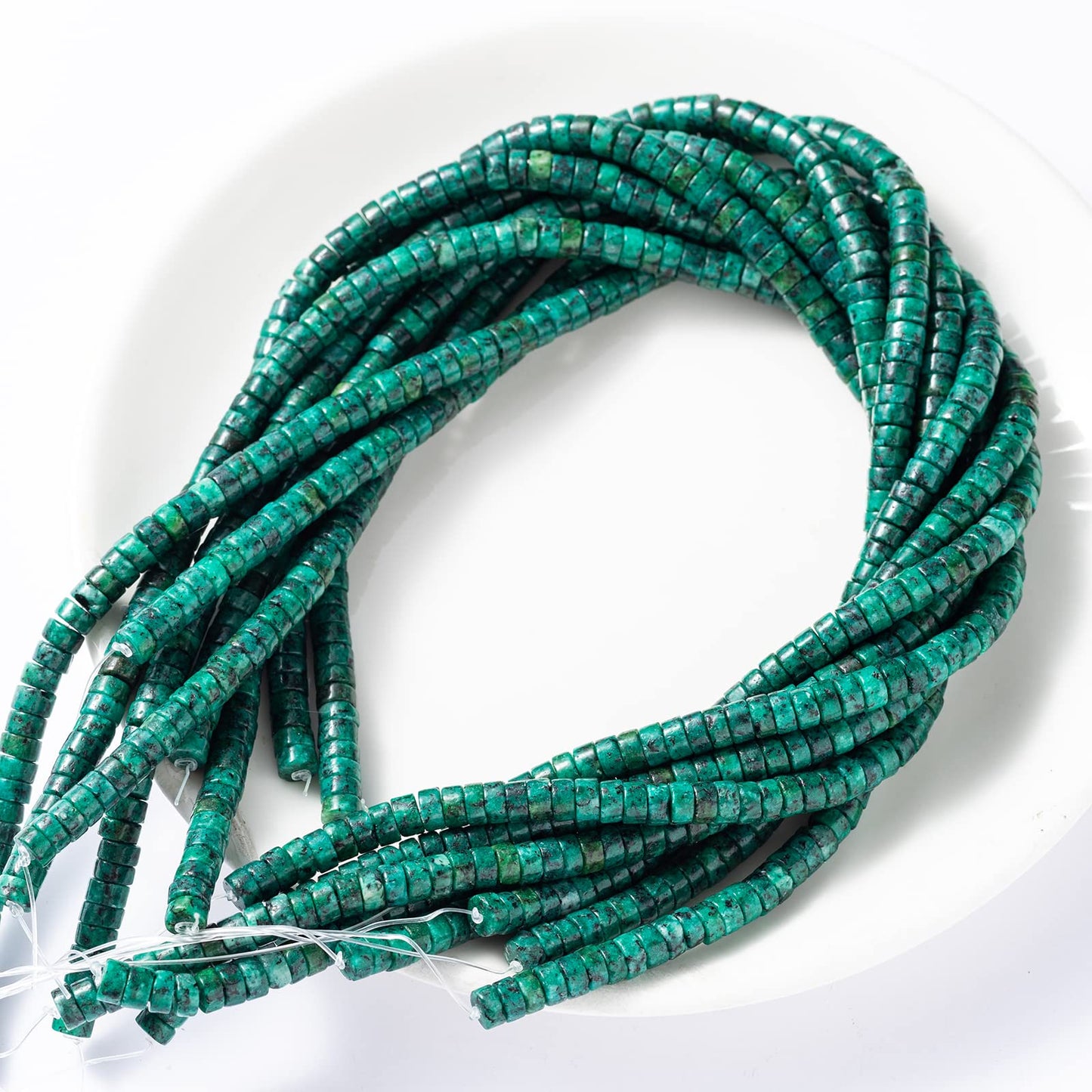 Natural African Turquoise Stone Spacer Beads 6x3mm 38cm/str Flat Round Loose Semi Gemstone Caps for Making Bracelets Necklace