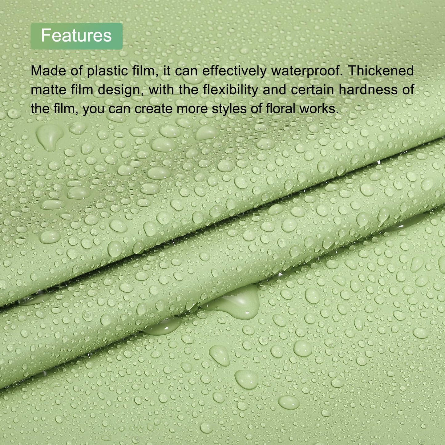 MECCANIXITY Flower Wrapping Paper Waterproof Floral Wrap Pine Green Gift Packaging 22.8 x 22.8 Inch Used for DIY Crafts Bouquet Packaging 20 Pcs