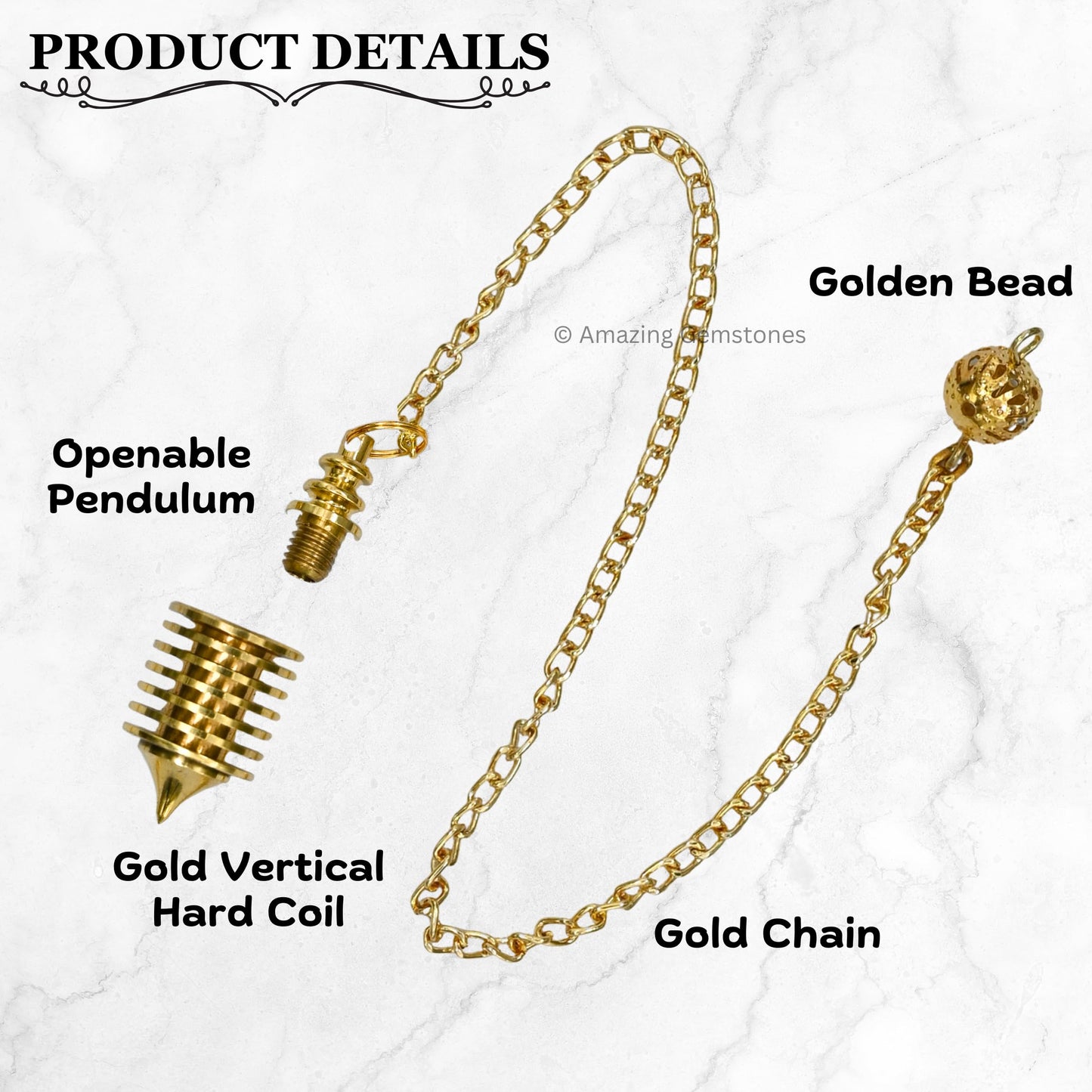 Amazing Gemstone Healing Metal Pendulums for Divination, Gold Vertical Hard Coil Steel Copper Pendulum High Energy Pendulo de Bronce Pendulos de Mesa MP55