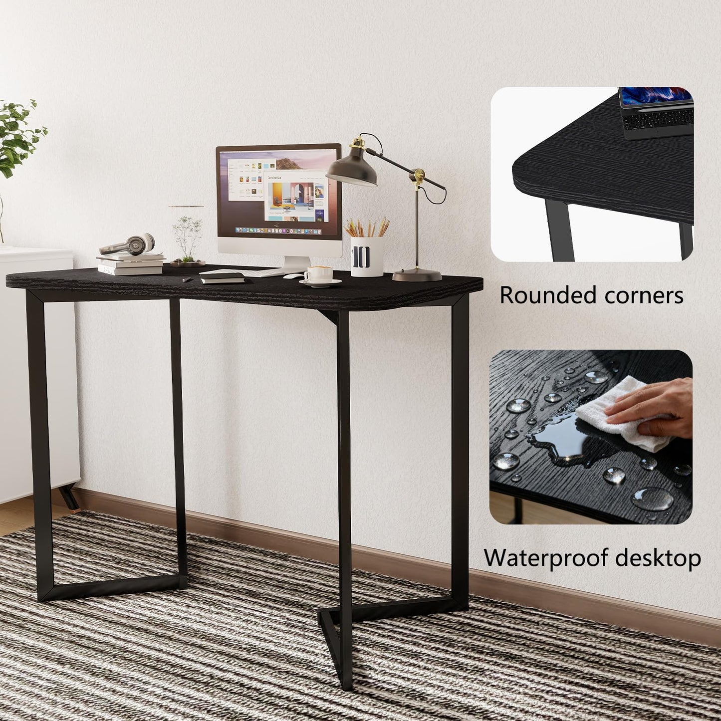 Funecy Computer Desk 40 Inch Small Table for Office,Modern Simple Style Writing Study Work Gaming Table for Home Office (Black)