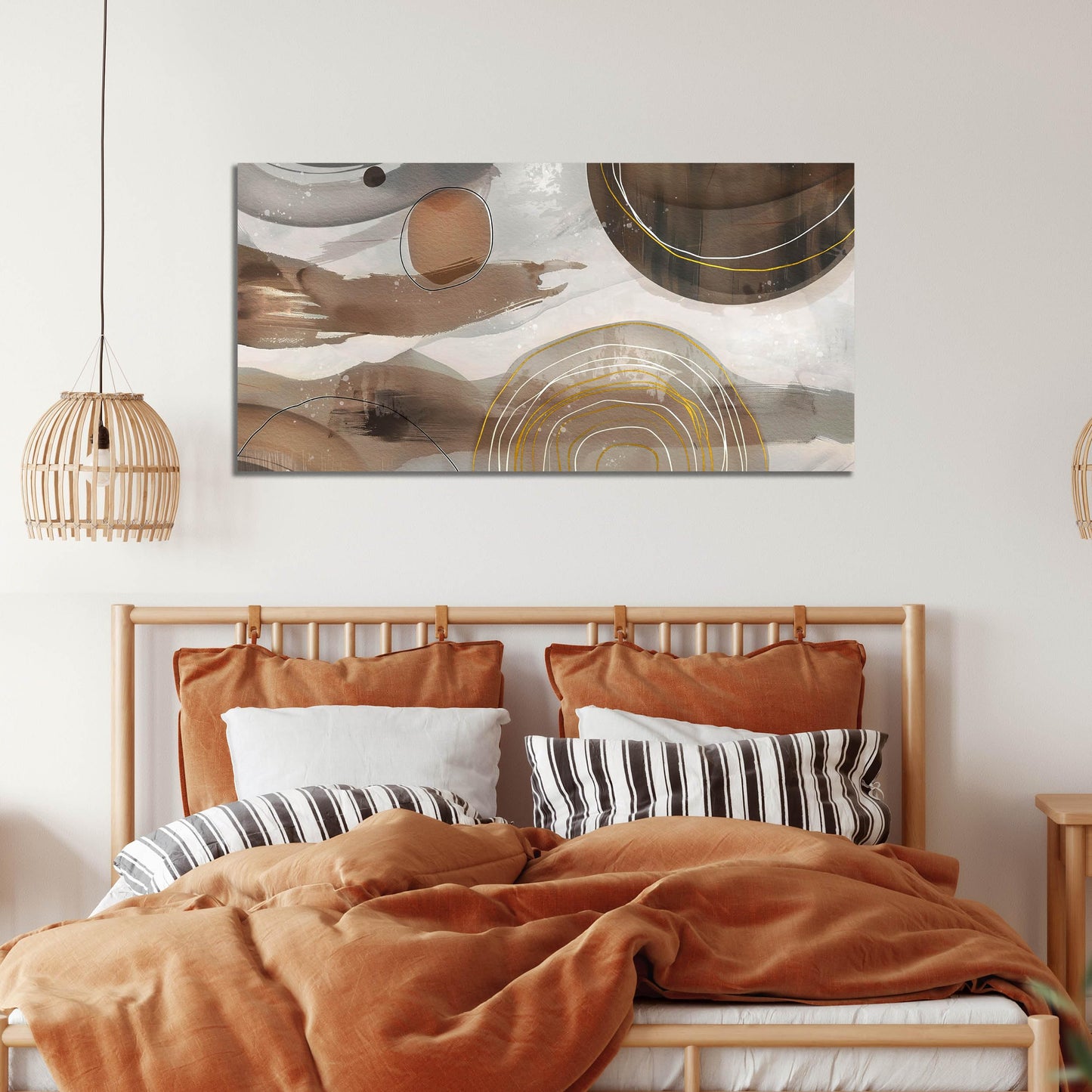 Prepeyssee Grey and Brown Boho Abstract Canvas Wall Art for Living Room Bedroom Home Office Large Abstract Prints Modern Wall Decor Size 20x40
