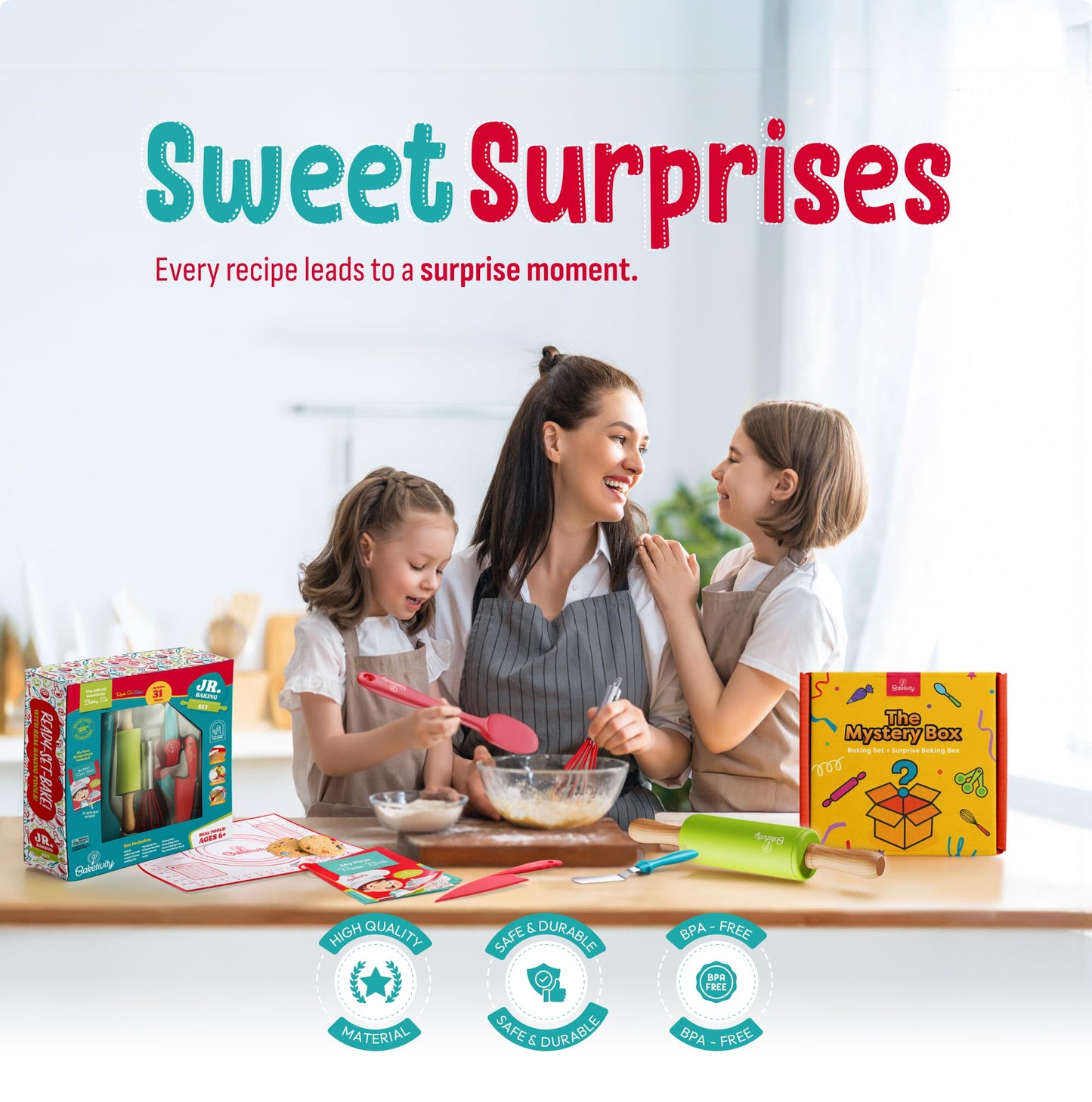 Baketivity Mystery Box – Real Cooking Utensils for Children – Safe, Durable, and Fun Kitchen Accessories – Gift for Young Chefs