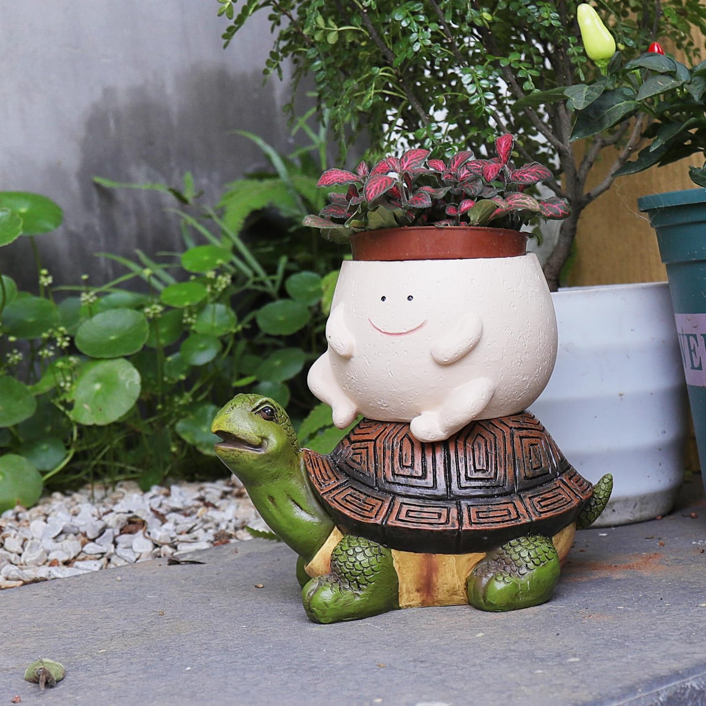 Pricetail Cute Turtle Succulents Planter Funny Smiley Face Split Design Turtle Planters for Indoor Outdoor Plants, Funky Flower Pot fro Small Succulent Plants, Gift Ideas for Mother, Christmas