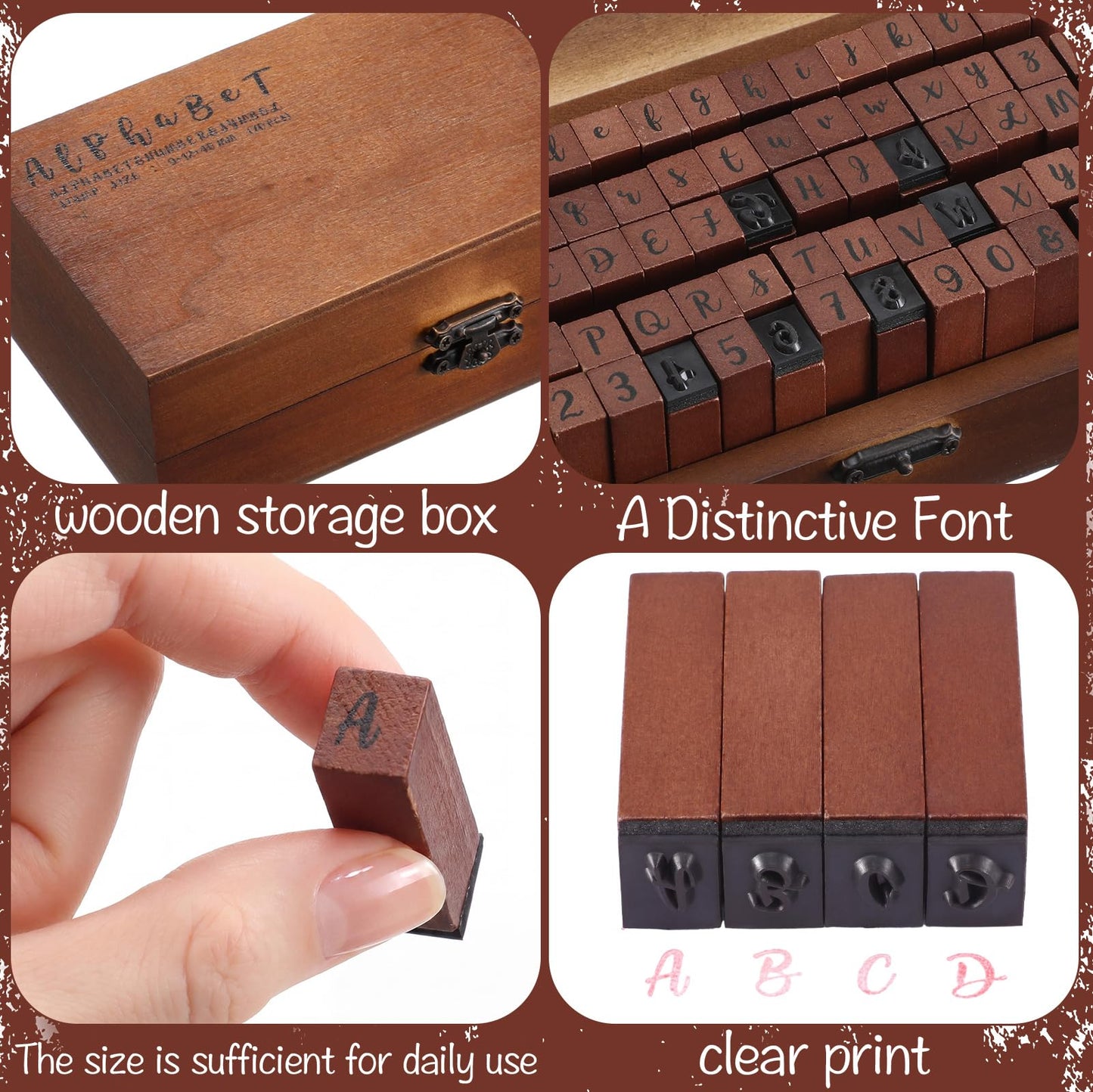 Fuyoooo 70 Pcs Alphabet Wooden Rubber Stamps with Box Letter Number Symbol DIY Craft Alphabet Stamps Set for Card Making DIY Craft Scrapbooking Supplie