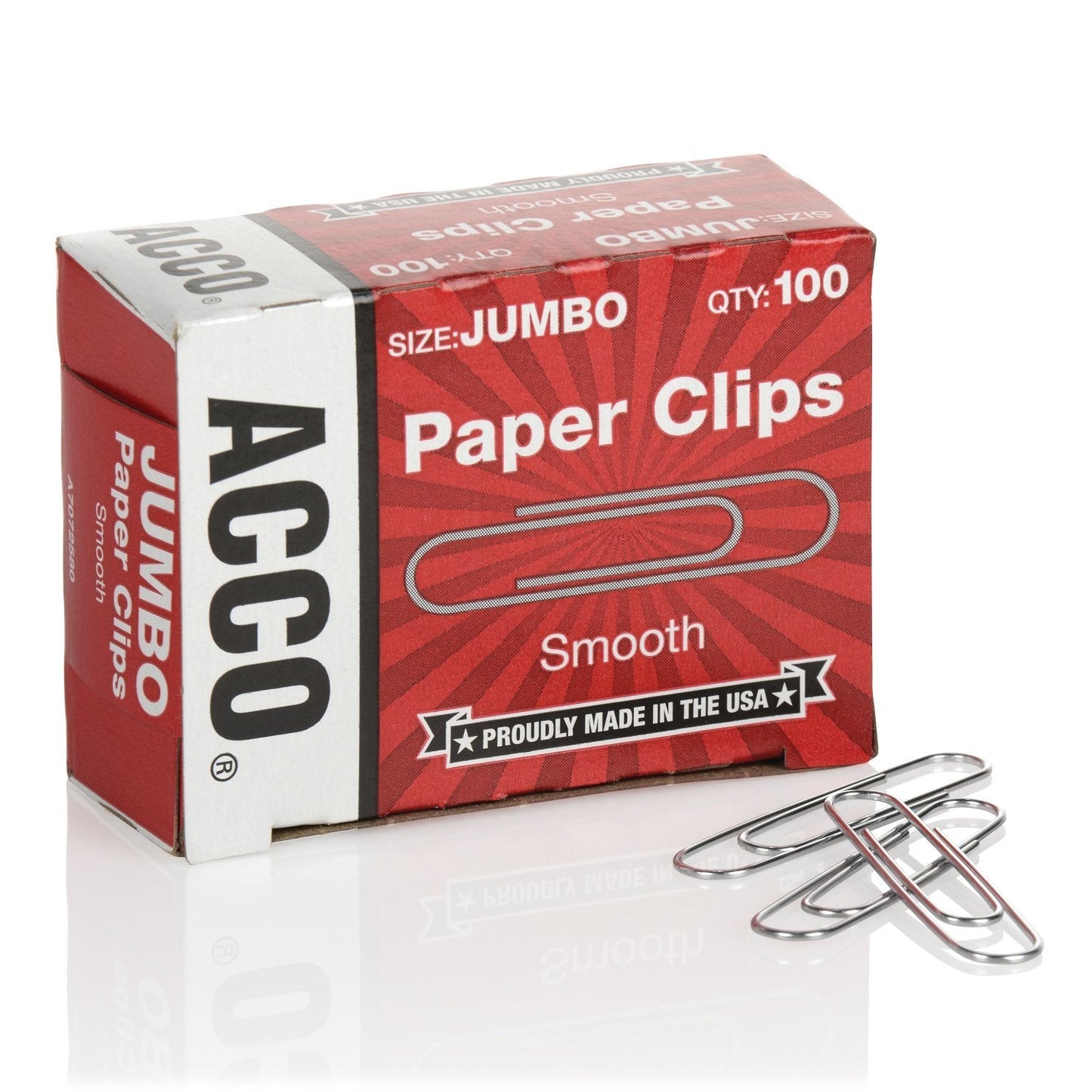 ACCO Brands Paper Clips, Jumbo, Smooth, Economy, 10 Boxes, 100/Box (72580)