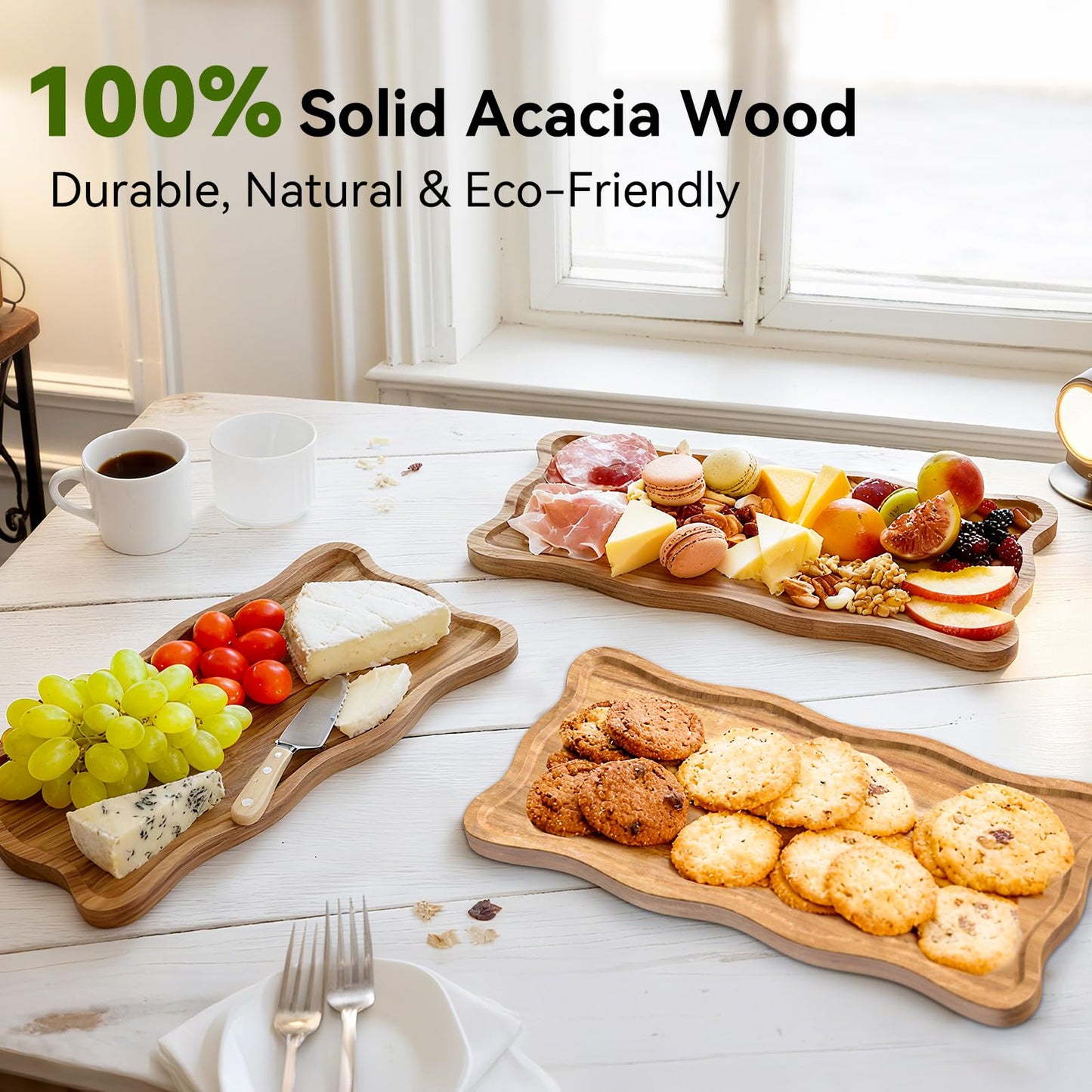 Acacia Wood 3 Tier Cupcake Stand, Serving Tray for Party, Foldable Dessert Table Display Set, Tiered Tray Decor for Party, Birthday, Wedding, Christmas