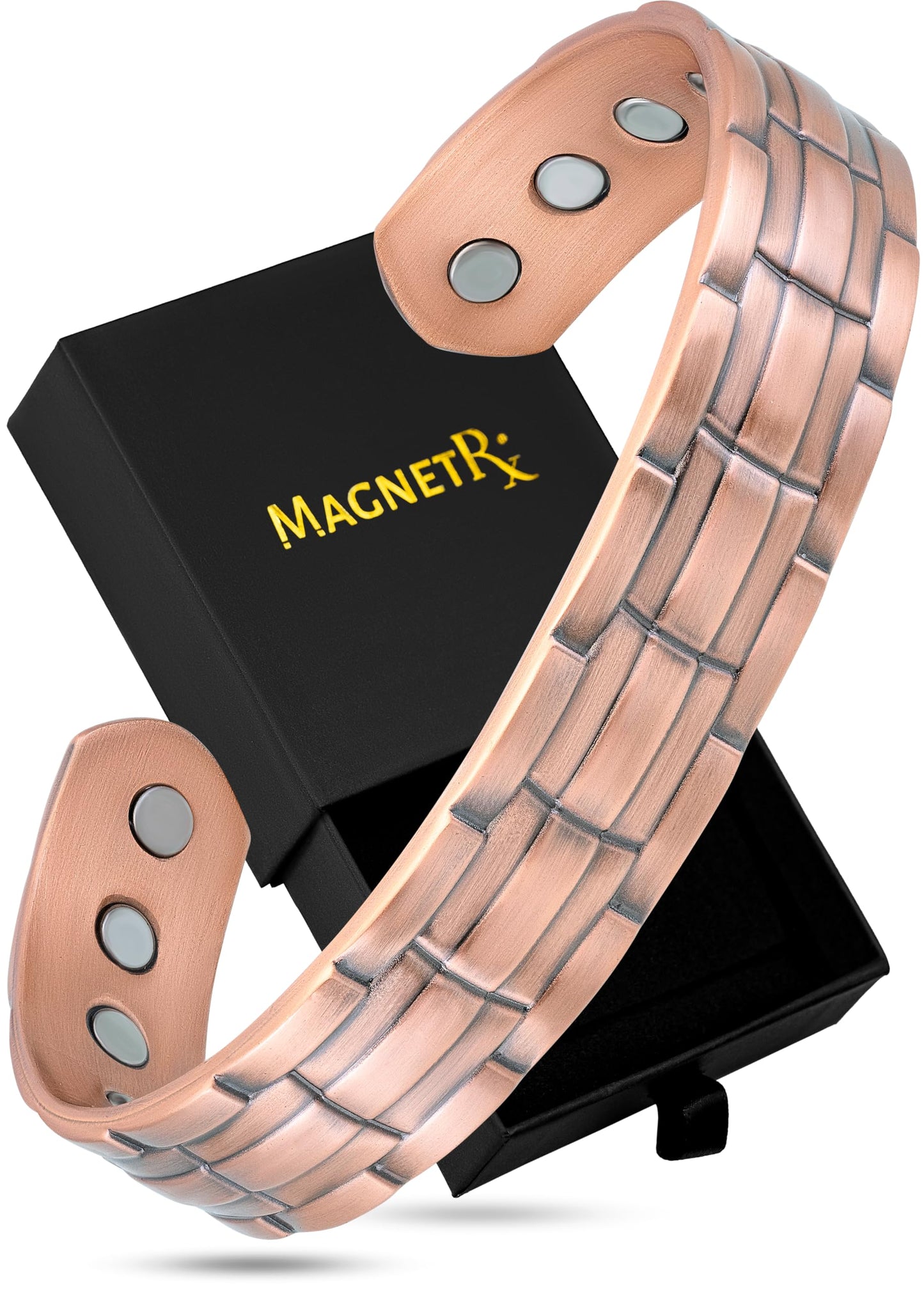 MagnetRX® Magnetic Copper Bracelets for Men – Effective 99.9% Pure Copper Bracelet for Men – Adjustable Copper Magnetic Bracelets (Stamped Chain)