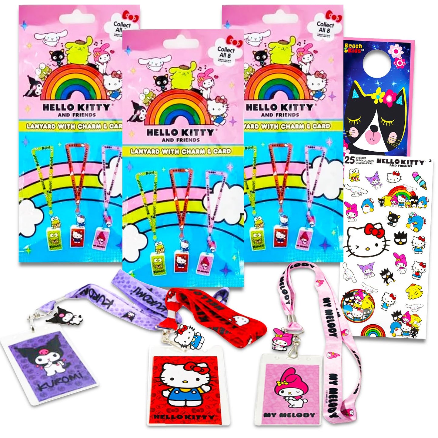Hello Kitty Lanyard Blind Bag 3 Pack – Hello Kitty Gift Bundle Including 3 Lanyards with Charms, Card Holders and More | ID Holder Set