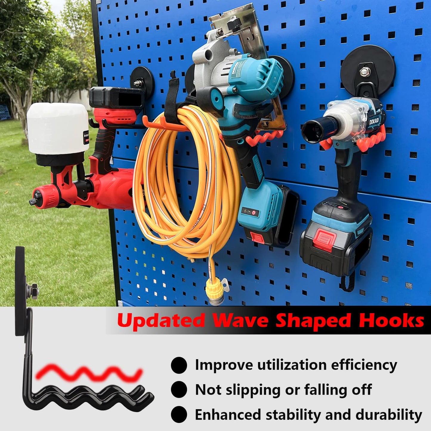 MUTUACTOR Super Power Magnetic Hooks Heavy Duty,2packs Strong Large Magnetic Hooks for Power Tools Organization Heavy Duty Hooks for Cordless Drills Impact Drivers Power Spanners Metal Tool Chest