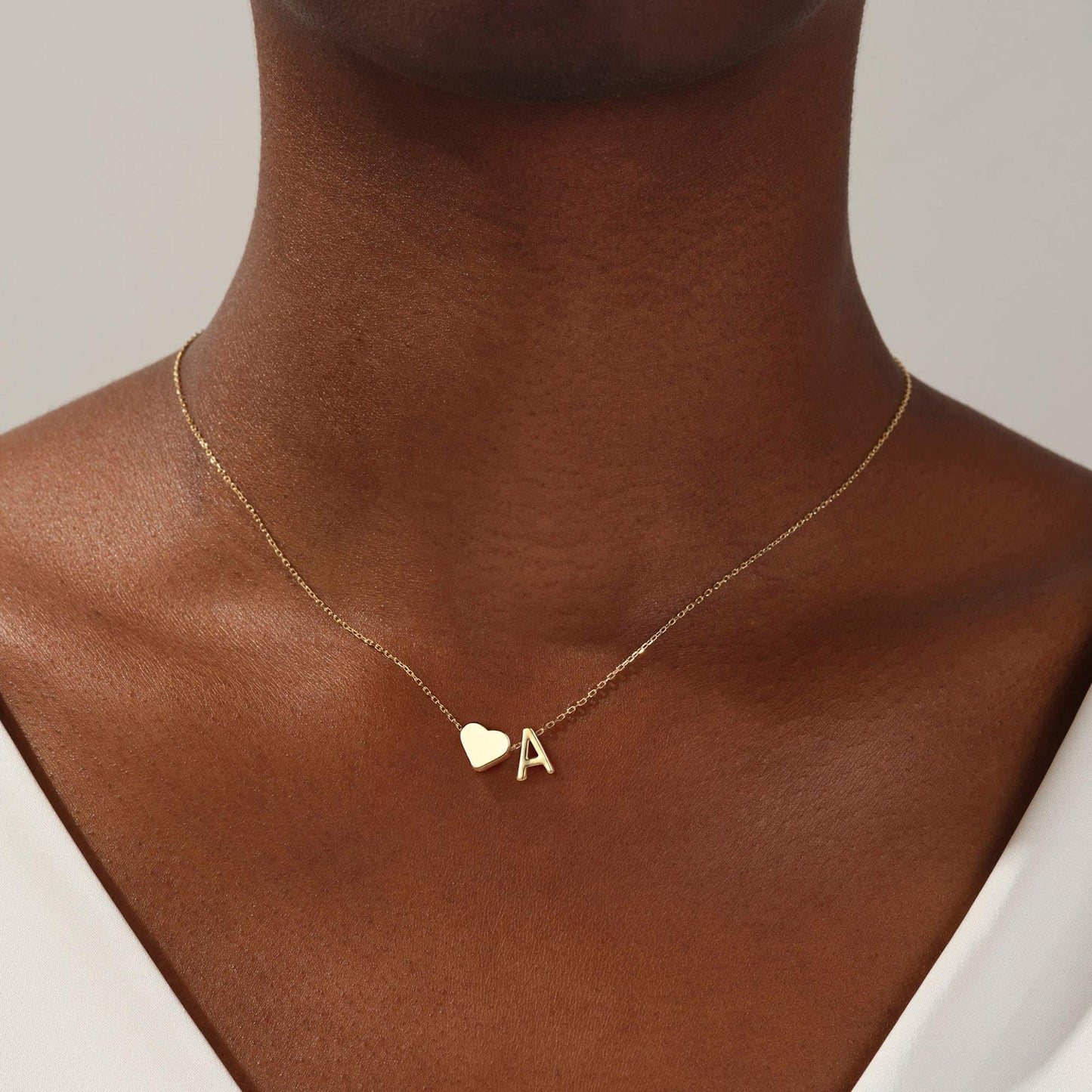 Turandoss Heart Initial Necklaces for Women Trendy, 18K-Gold-Plated Dainty D Heart Tiny Initial Necklaces Letter Jewelry for Women