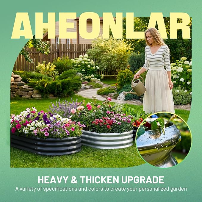 AHEONLAR 3 Pack 6×3×1ft Galvanized Raised Garden Beds, Oval Durable Planter Boxes Outdoor for Vegetables, Fruits, Flowers and Plants, Quick Assembly, Black