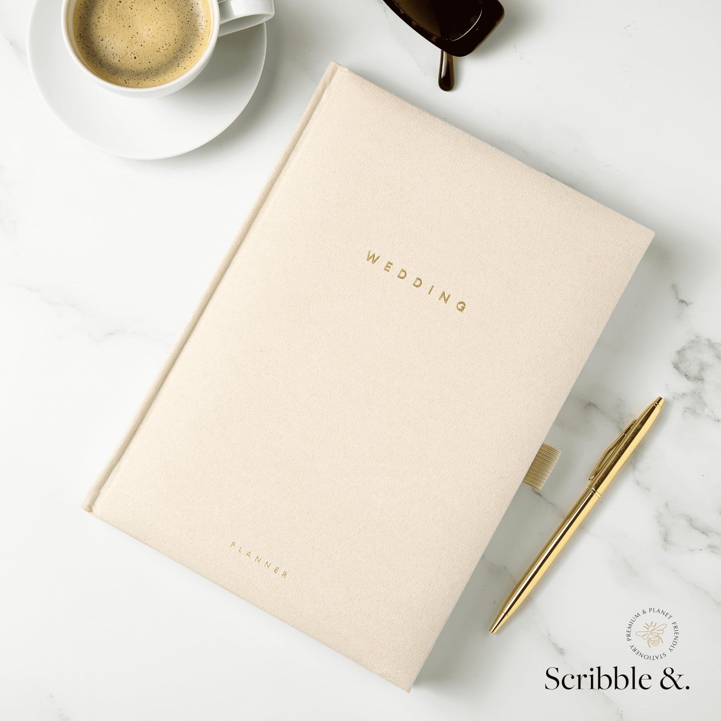 Award Winning Scribble & Dot® Wedding Planner Book and Organizer for the Bride | Tissue Wrapped in a Gift Box | Cushioned Cover | Engagement Gift | This Elegantly Designed Planner Allows you to Plan Every Detail (Suede)
