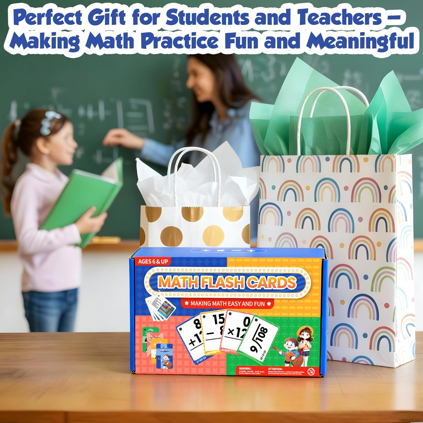 Gotoofun Multi Math Flash Cards, Addition, Subtraction, Multiplication & Division, Write & Wipe with Markers, Self - Checking Flashcards for Kids Grades 1-5 & Homeschool
