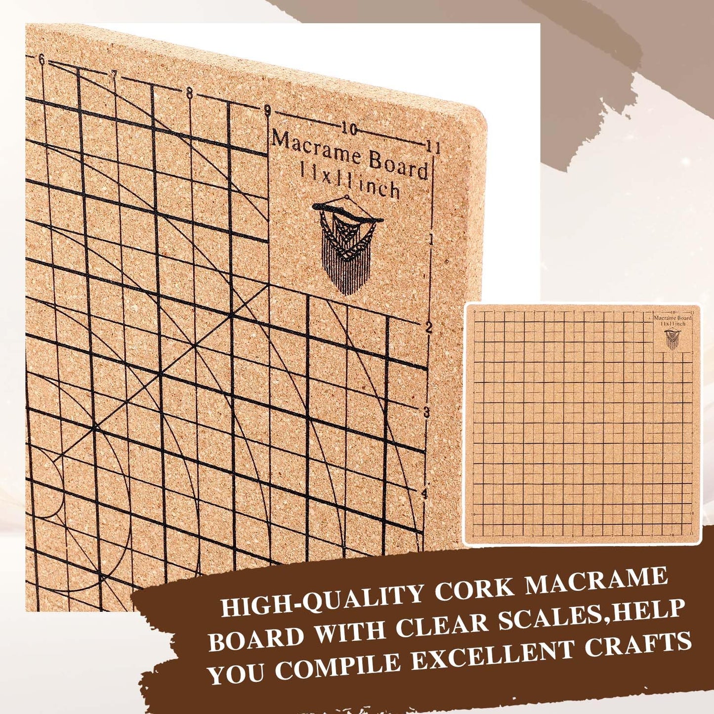 104 Pcs Macrame Board and Metal Adjustable Holder with T Pins Clips Macrame Supplies Double Sided Grids Macrame Project Board Macrame Tools for Braiding Cording Bracelet (11.8 x 11.8 Inch)