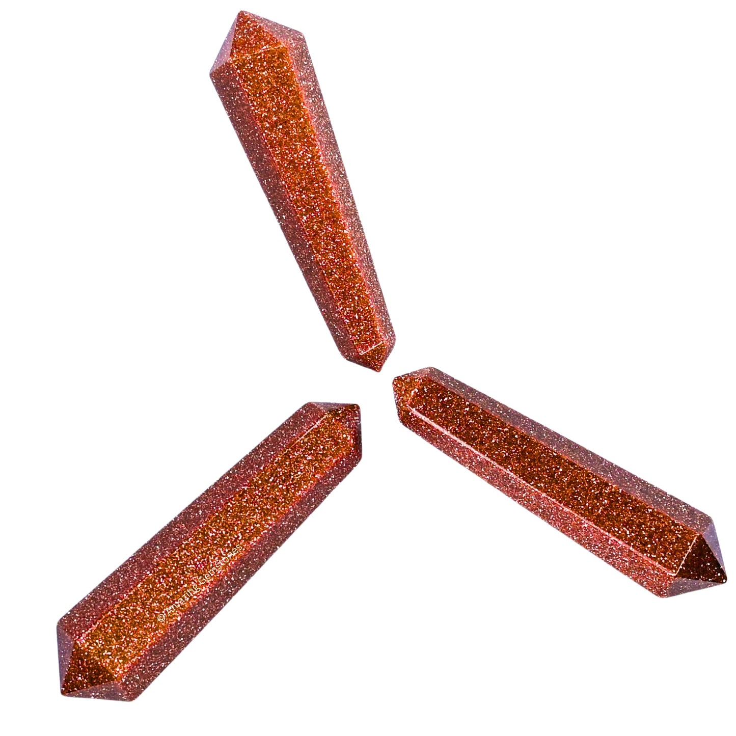 Amazing Gemstone Red Goldstone Crystal Points Bulk Healing Crystals - Pack of 3 Double Terminated Healing Wand Point Bulk Crystals for Crafts, Crystal Grid, DIY - Premium Crystals for Beginners Gifts