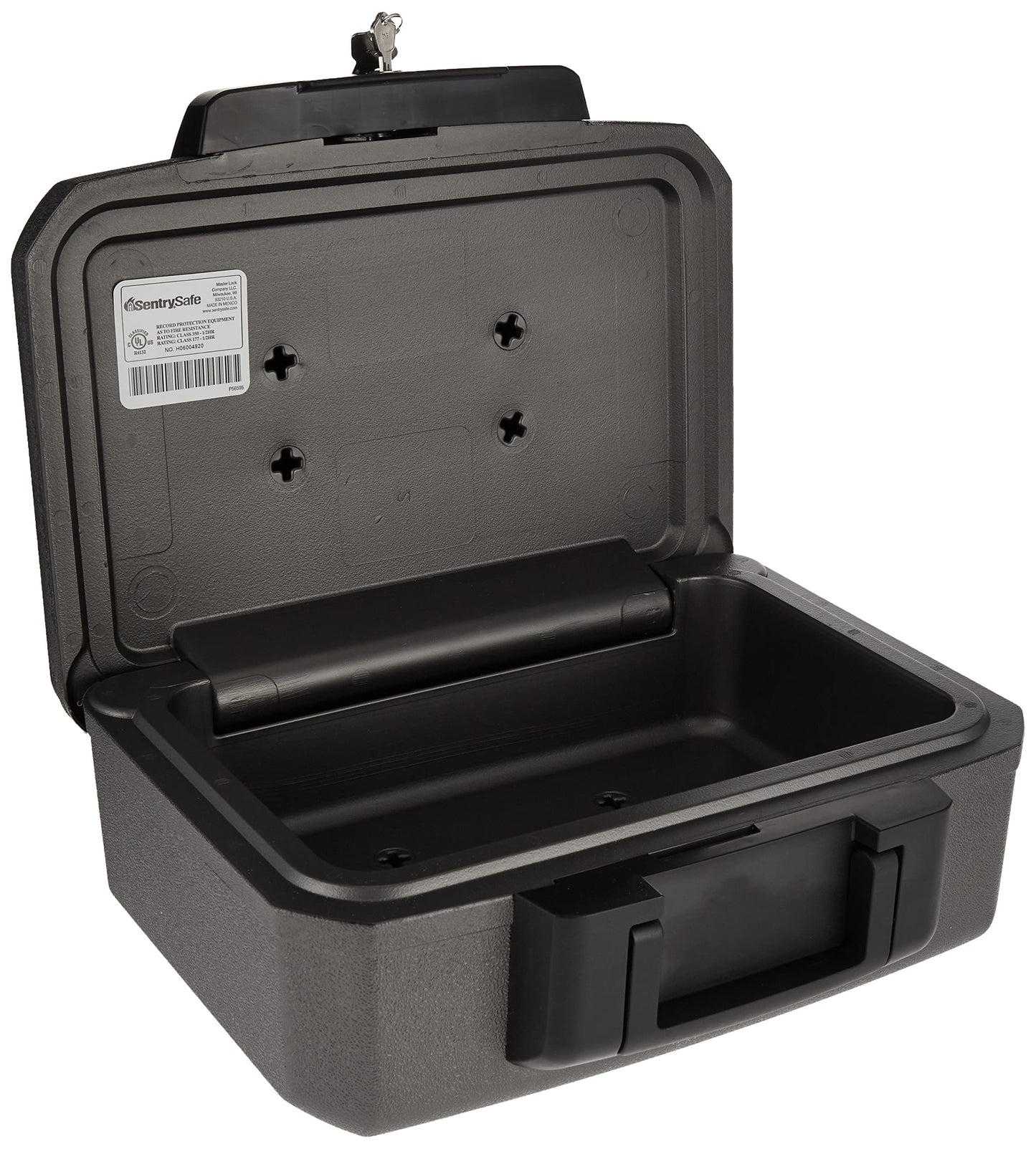 SentrySafe Fireproof Safe with Key Lock, Chest Lock Box for Home or Travel Secures Money, Documents, 0.18 Cubic Feet, 6.1 x 14.3 x 11.2 Inches, 1210