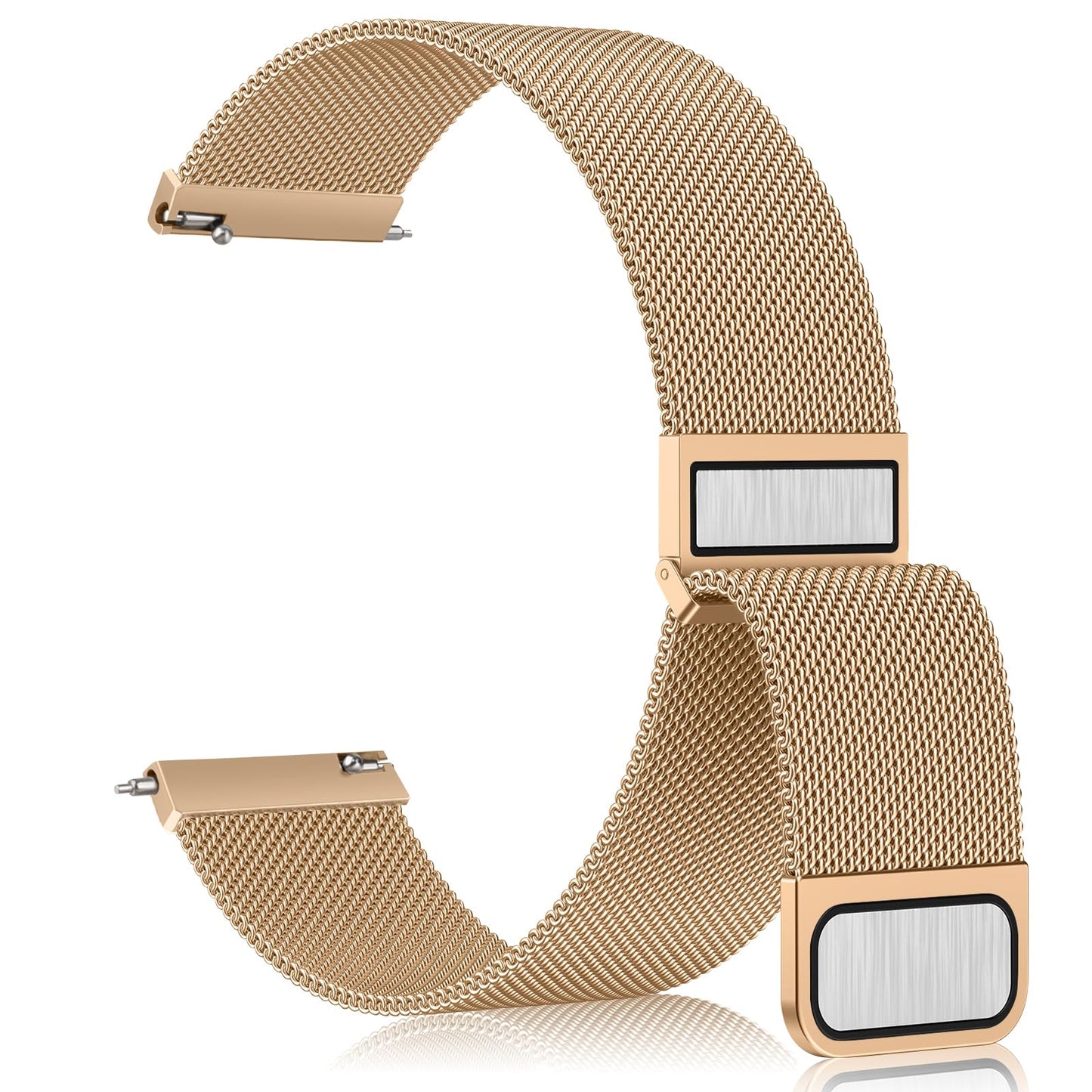 Vanjua 22mm Watch Band for Women Men, 22mm Quick Release Stainless Steel Metal Mesh Loop Adjustable Magnetic Replacement Wristbands Straps Bands