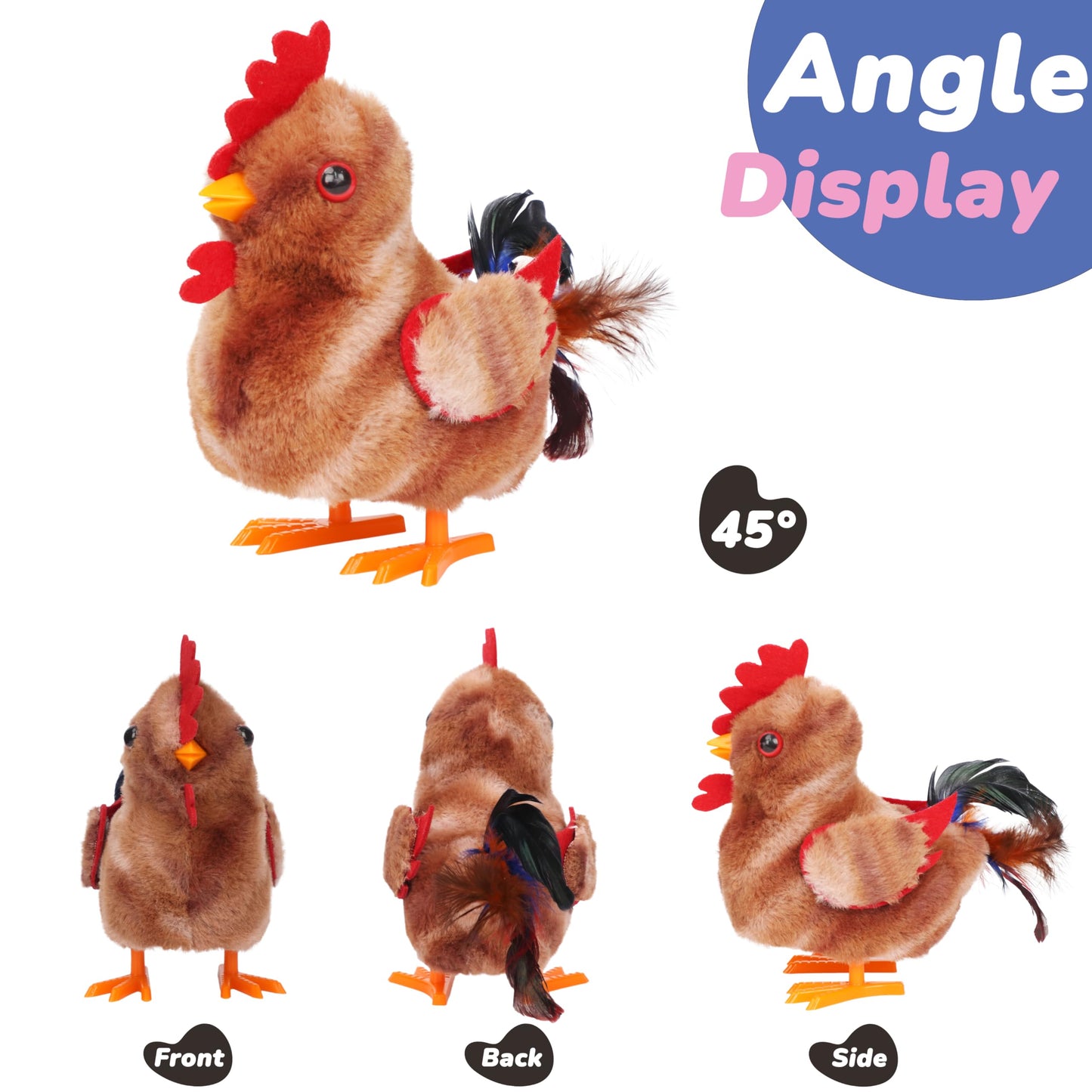 Hopearl Walking Chicken Pet Crow Chick Interactive Electronic Plush Toy Farm Animals Animated Gifts for Toddlers Birthday, Brown, 8''