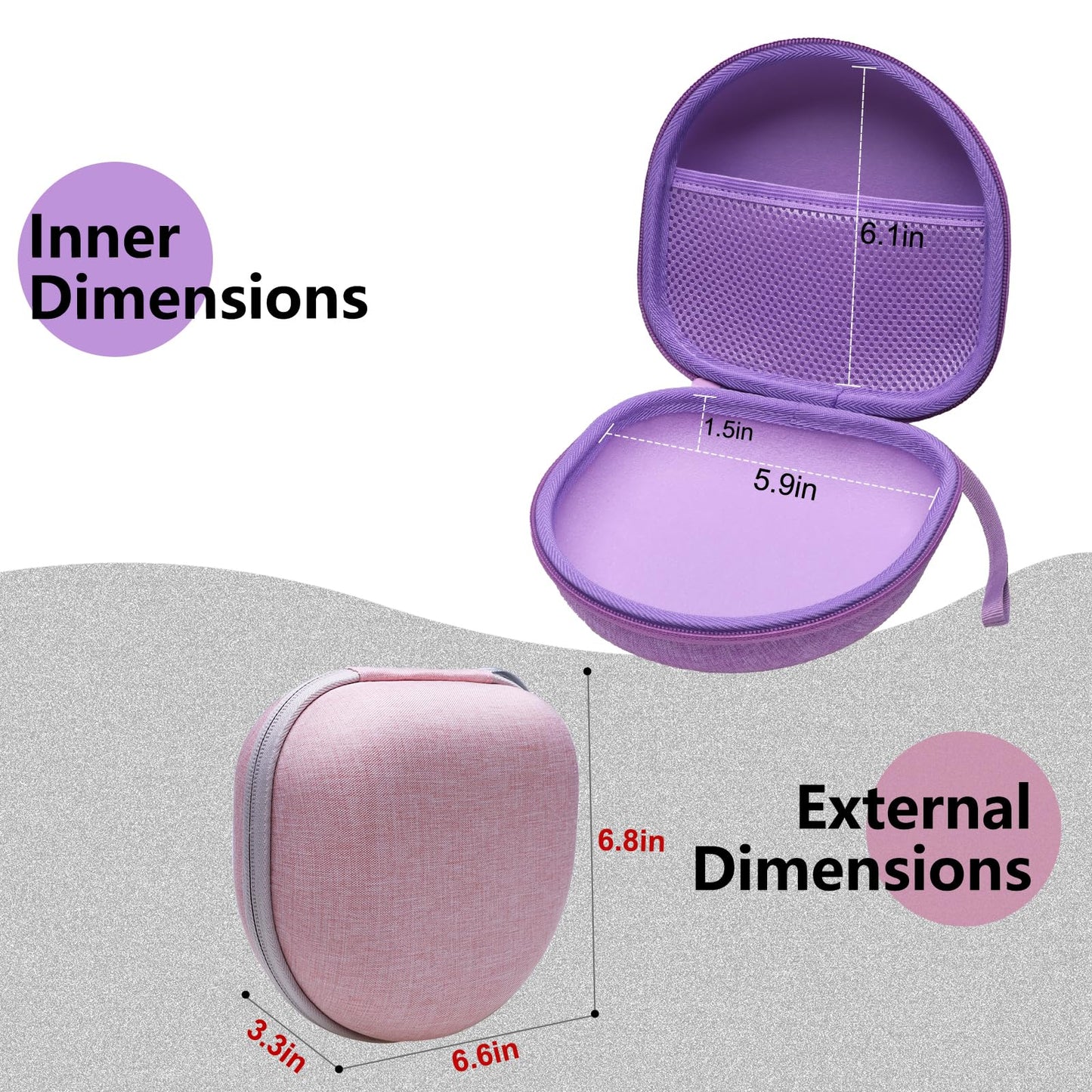 Headphone Case Compatible with Glynzak/BERIBES/TOZO/KVIDIO/Beats/Soundcore Anker/JBL Noise Cancelling Over-Ear Headphones, Rose Gold
