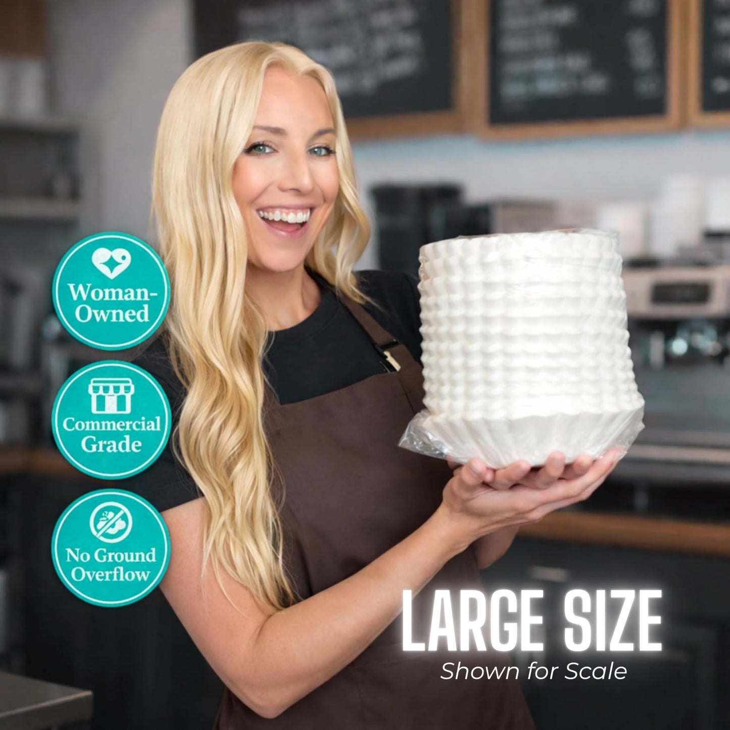 Katy’s Large Commercial Coffee Filters (9.5” x 4.5”) for 12-Cup BUNN, Fetco & Curtis Coffee Machines – Tall Walls, No Ground Overflow – Premium Filters for Businesses (Bulk Pack)