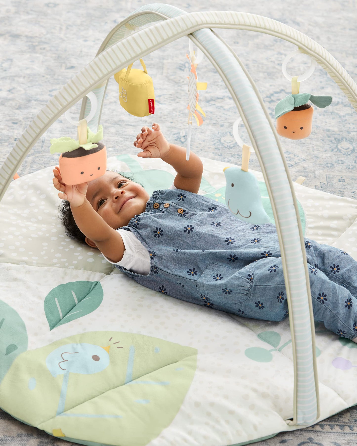 Skip Hop Tummy Time Mat, 3-in-1 Activity Baby Play Gym, Age 0-2y, Garden Oasis, Green Multi